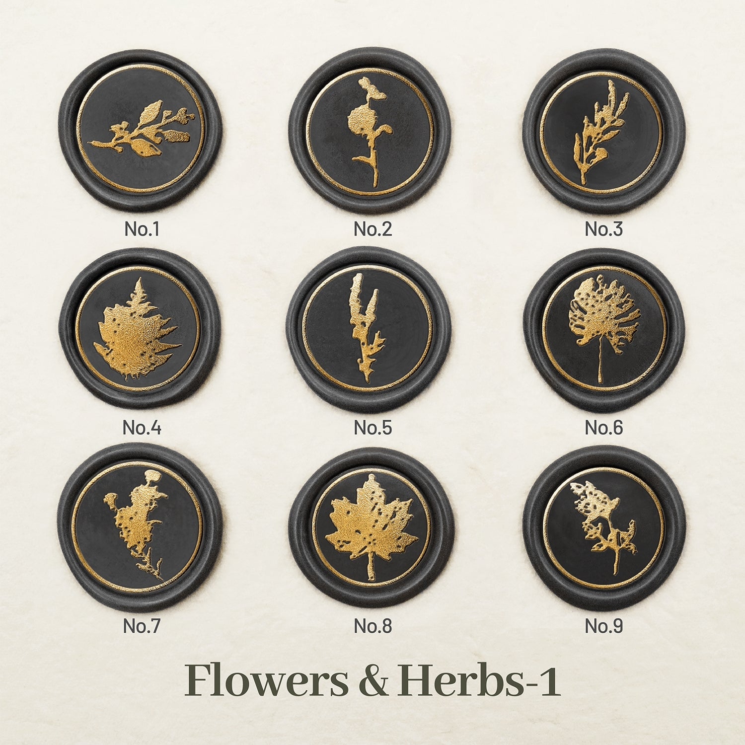Stamprints Flores Hierbas Sello de Lacre de Caucho diseño 1