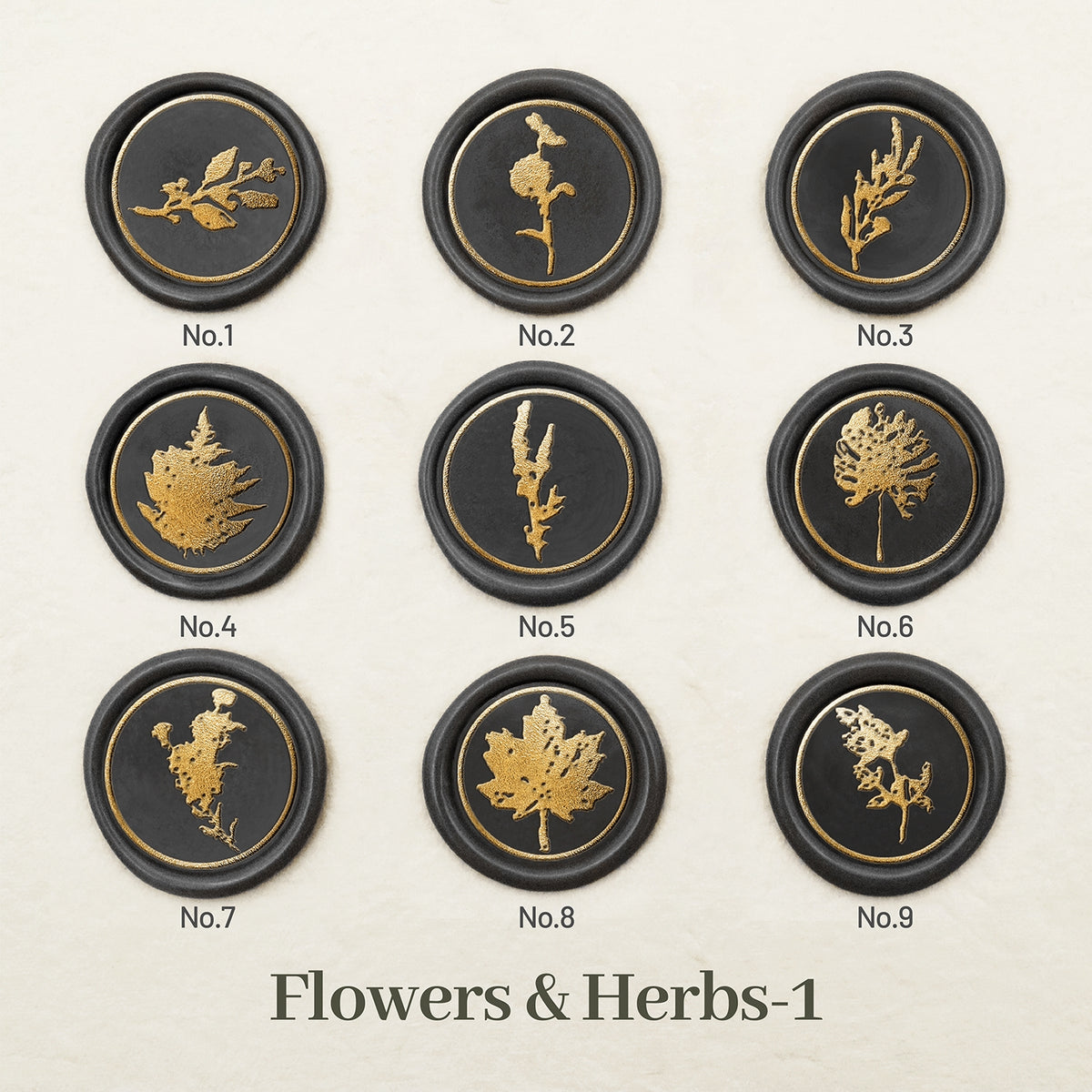 Stamprints Flores Hierbas Sello de Lacre de Caucho diseño 1