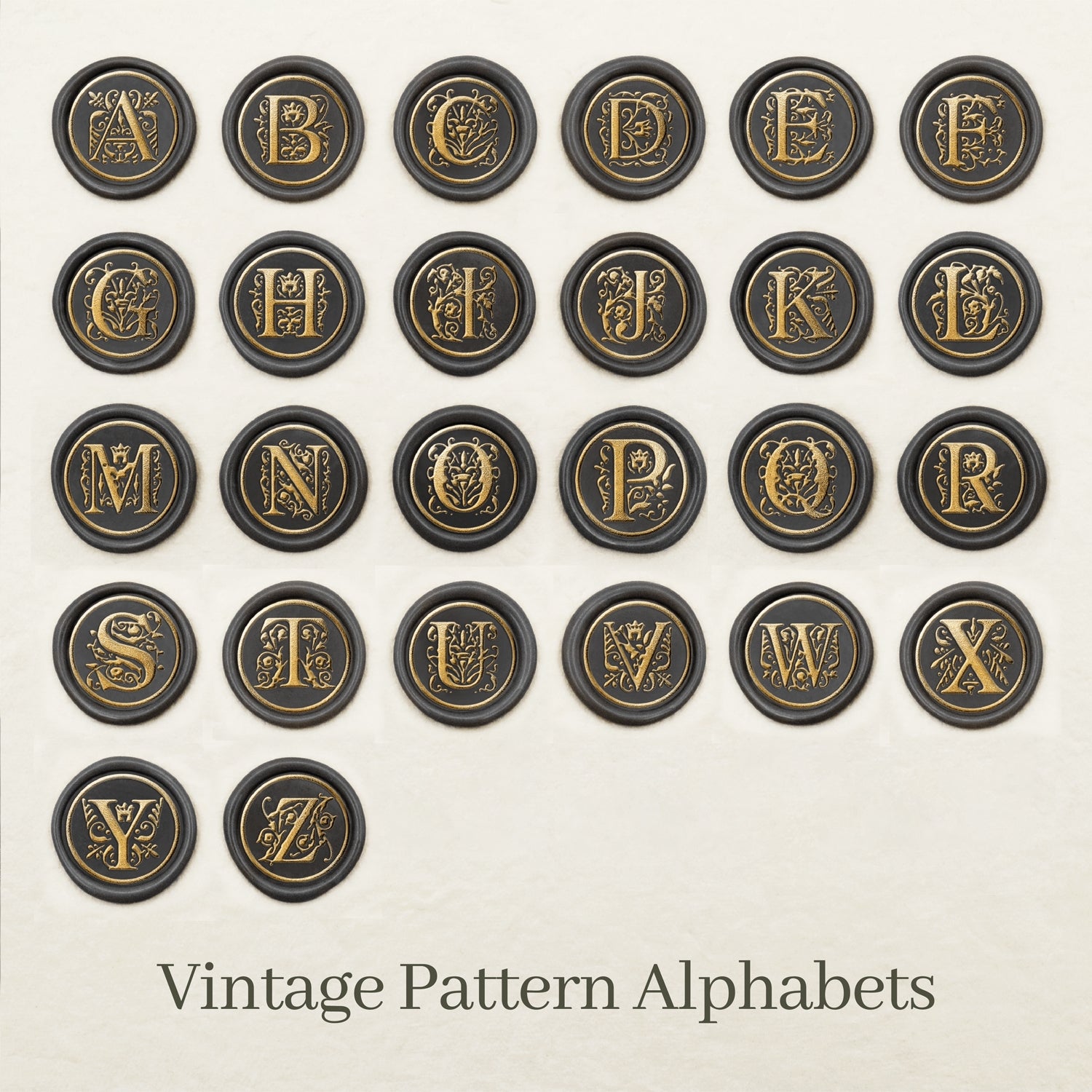 Stamprints Diseño de Sello de Lacre con Alfabetos de Patrón Vintage