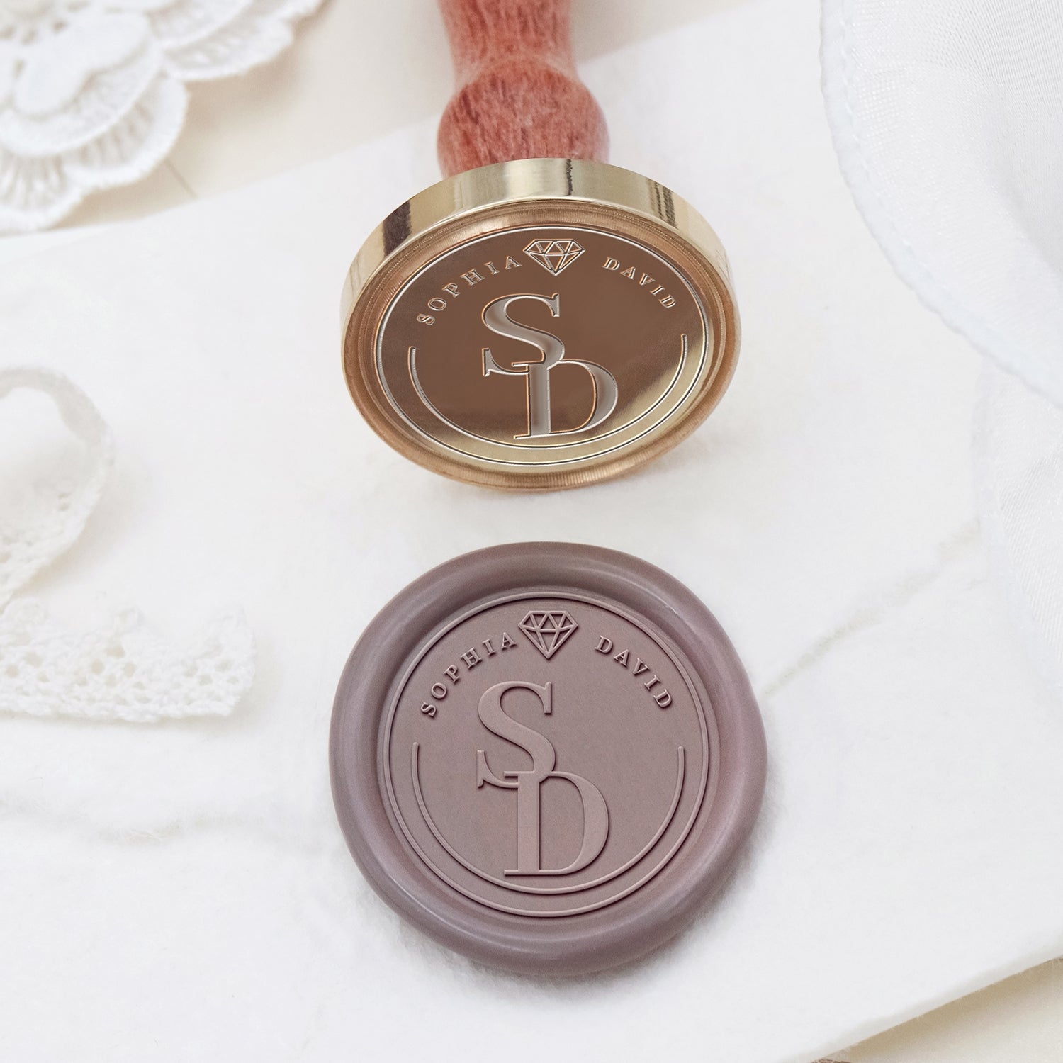 Sellos de Lacre de Monograma de Boda Personalizado Stamprints 2