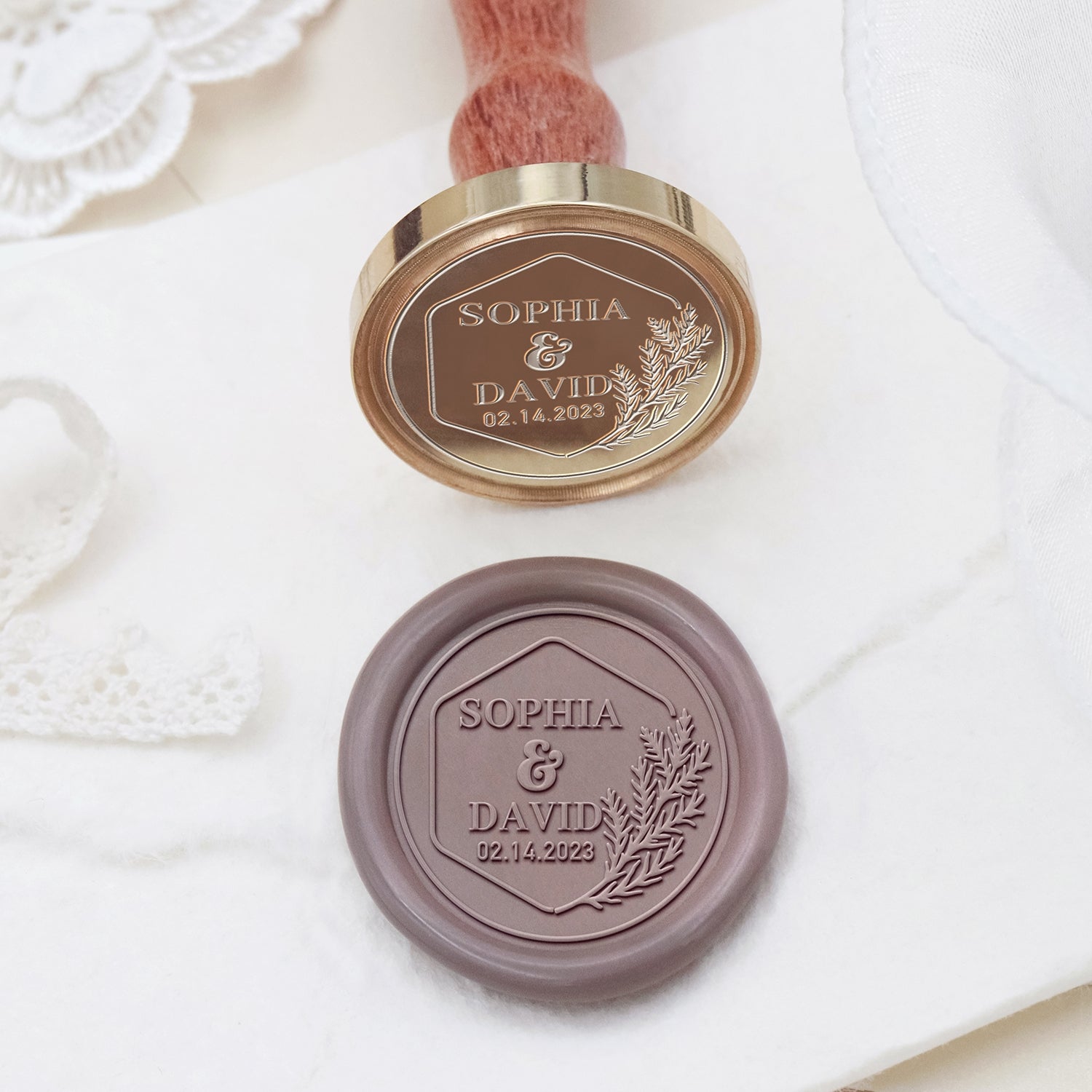 Sello de Lacre Personalizado para Boda Stamprints Nombre y Fecha 2