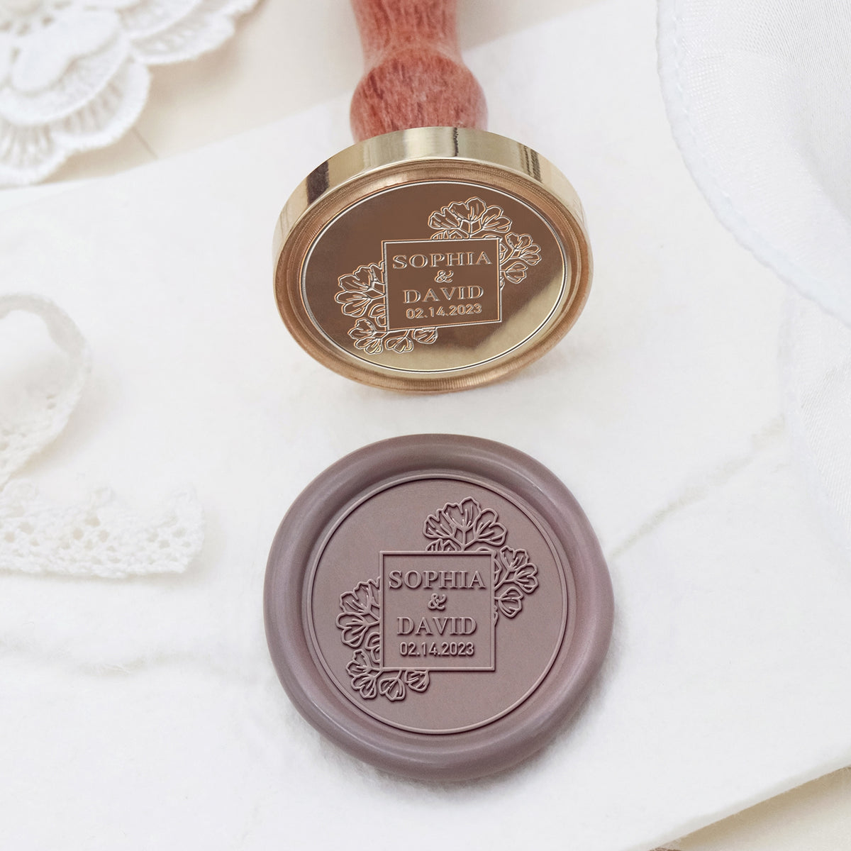 Sello de Lacre Personalizado para Boda Stamprints Nombre y Fecha 2