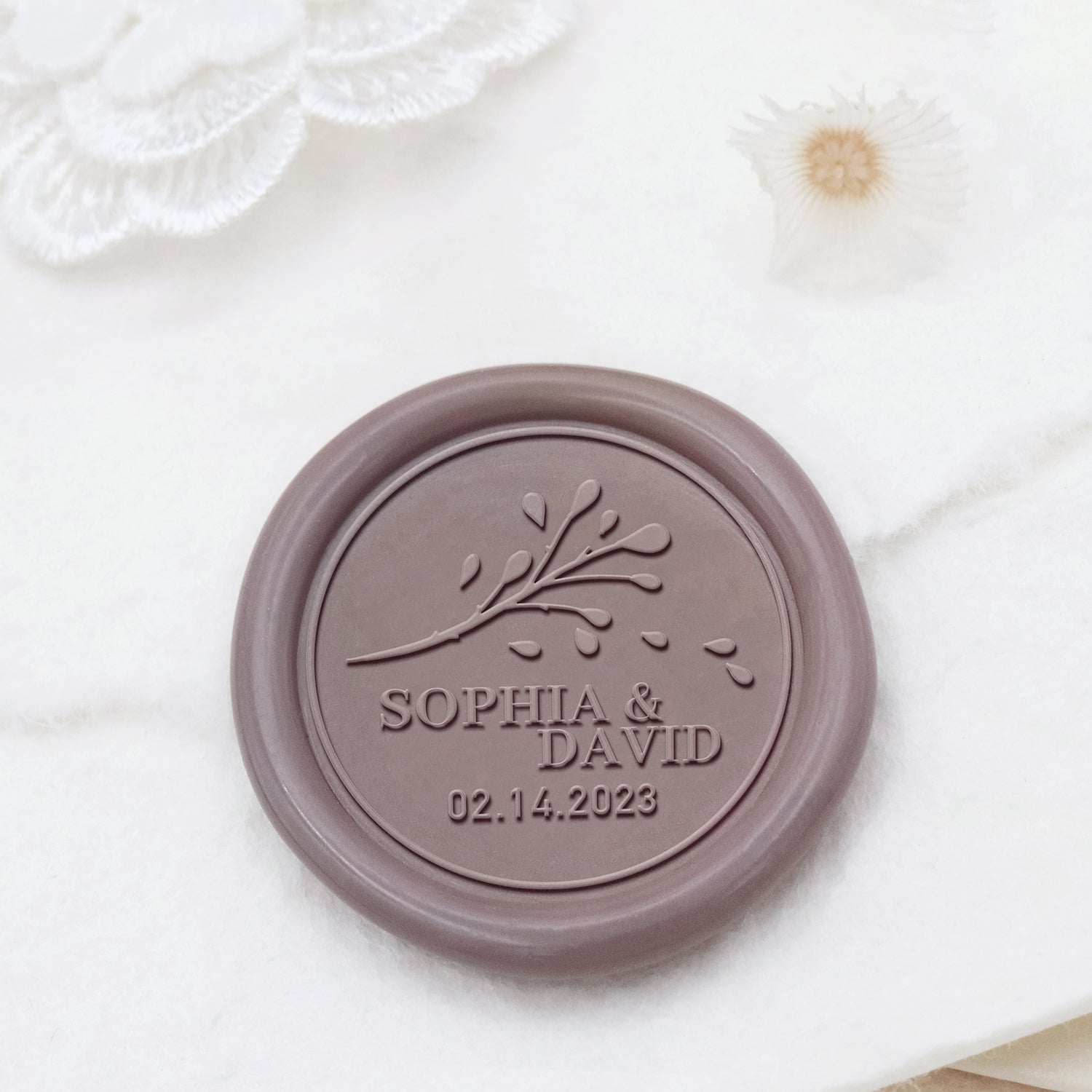 Sello de Lacre Personalizado para Boda Stamprints Nombre y Fecha 1
