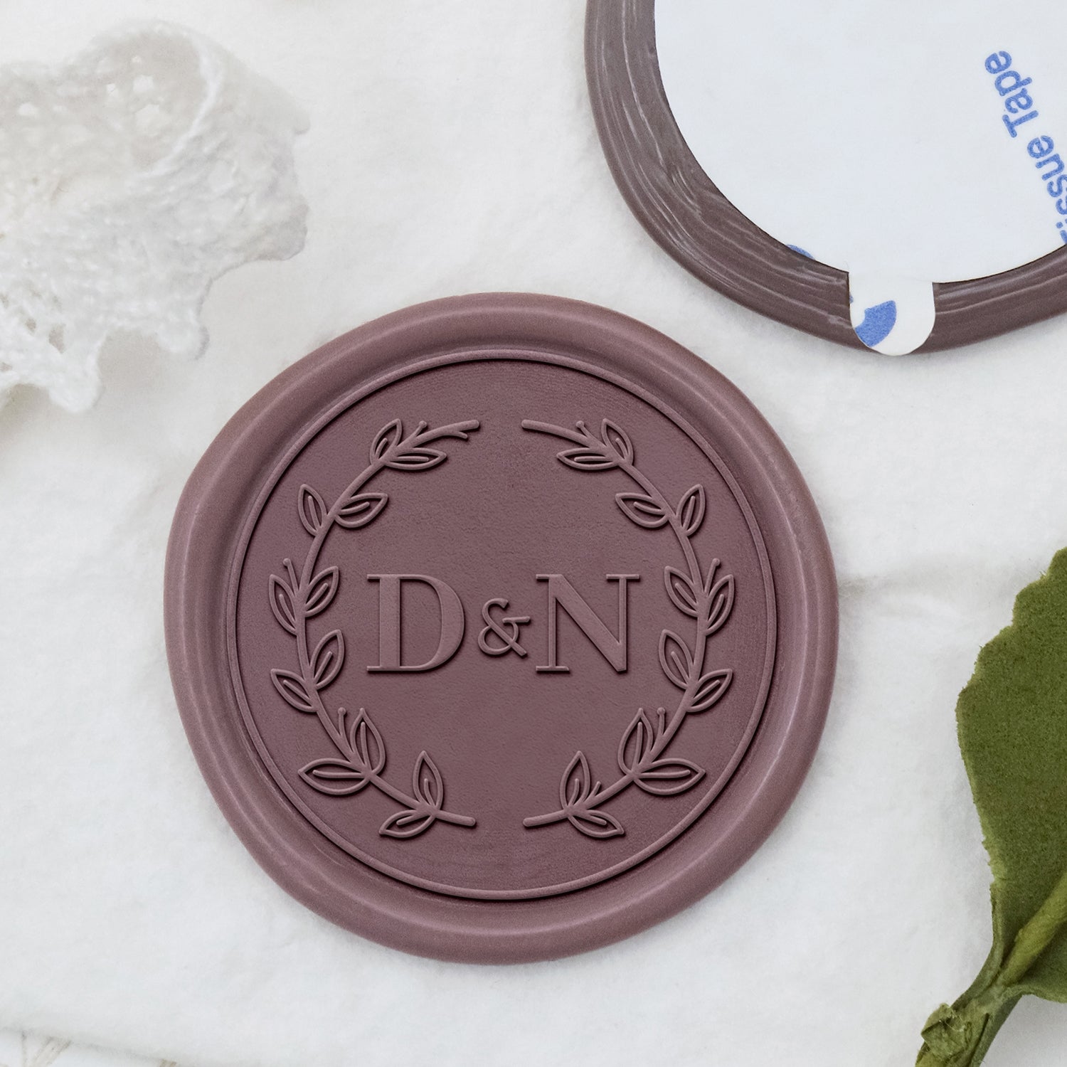 Stamprints Pegatinas de Sello de Lacre de Monograma de Boda de Ramas Personalizado 1