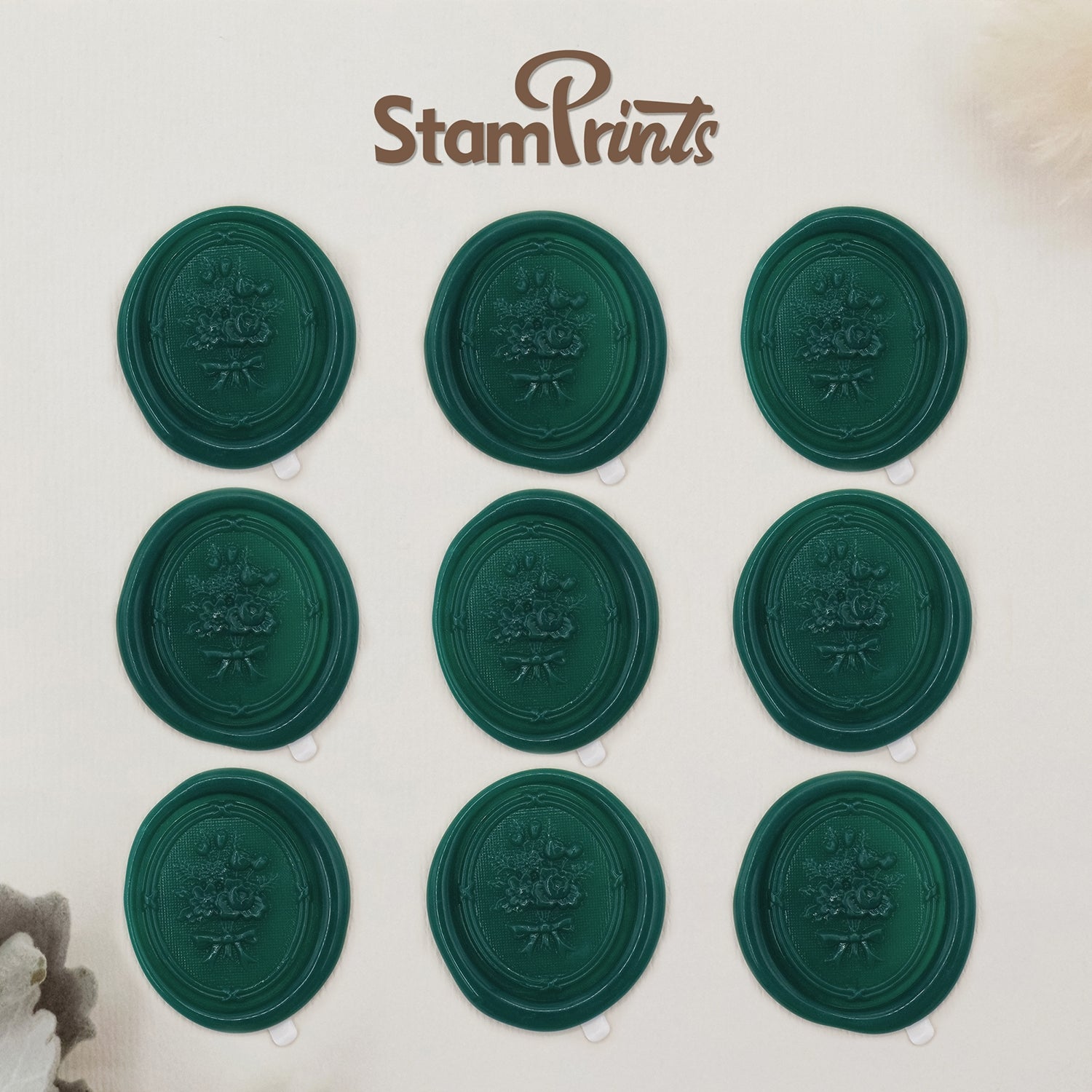 Stamprints Pegatinas de Sello de Lacre Autoadhesivo de Ramo en Relieve 3D 2