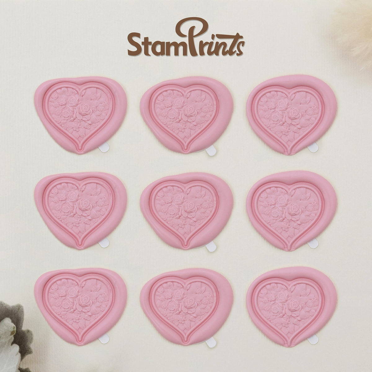 Stamprints Pegatinas de Sello de Lacre Autoadhesivo en Forma de Corazón con Relieve 3D 2