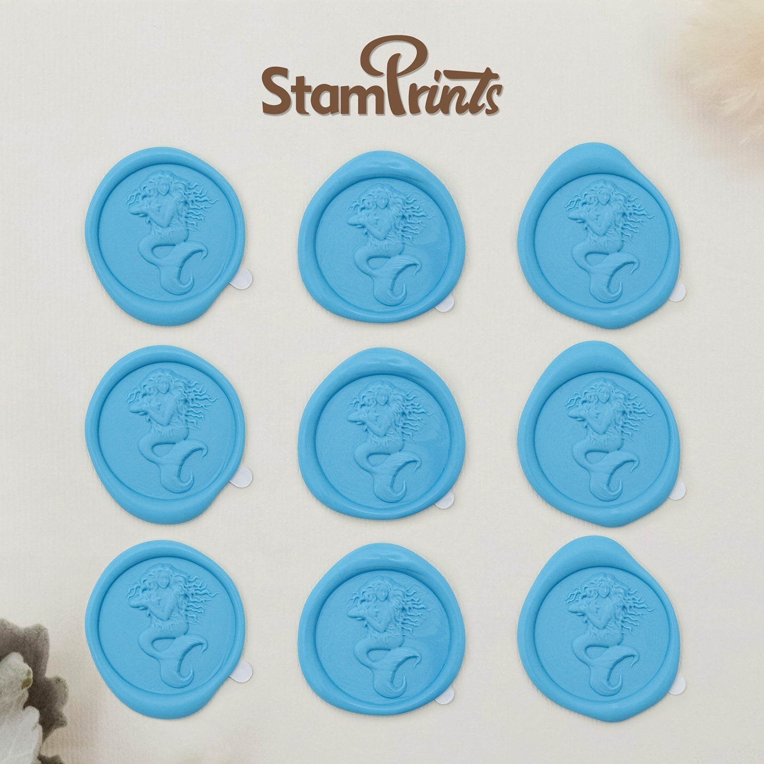 Stamprints Pegatinas de Sello de Lacre Autoadhesivo Poseidón Relieve 3D 2