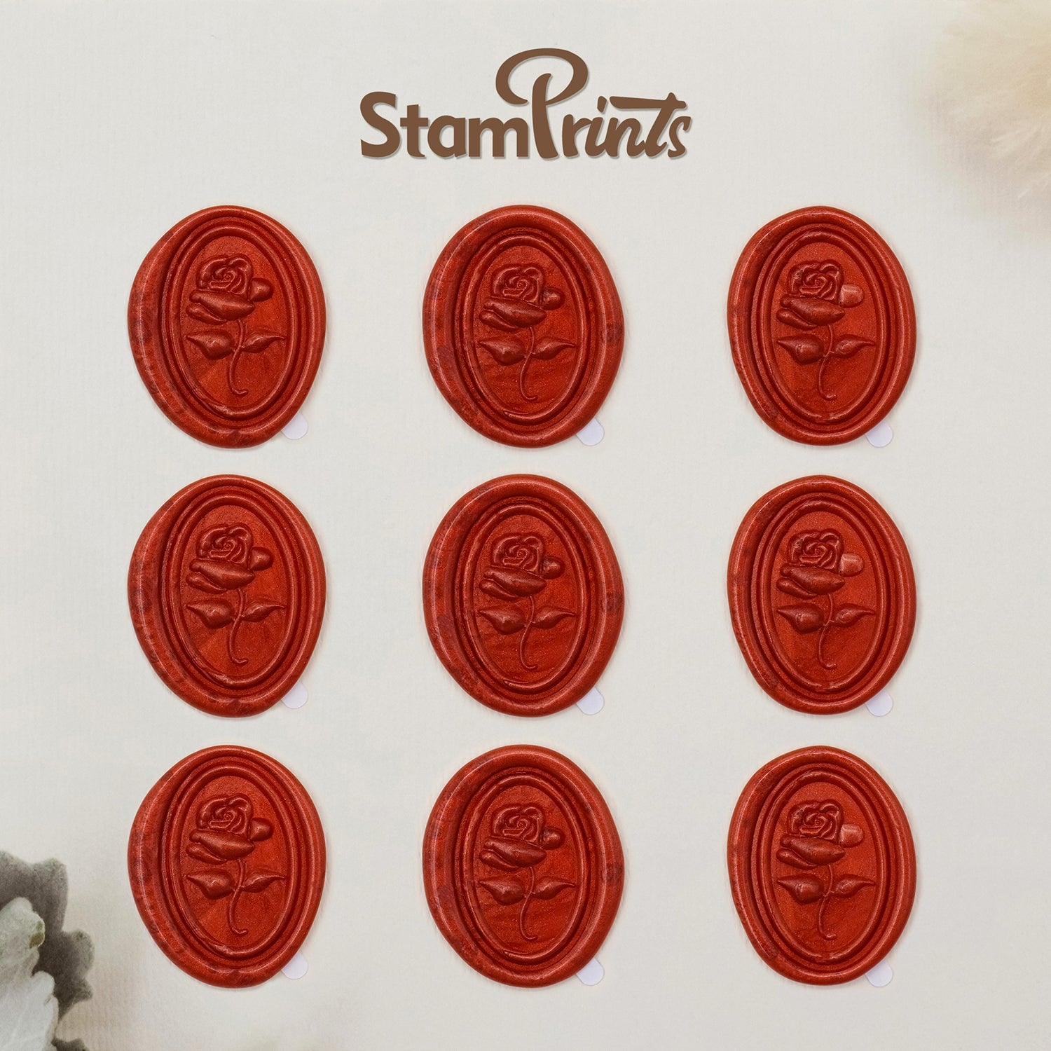 Pegatinas Autoadhesivas de Sello de Lacre Rosa en Relieve 3D Stamprints 2