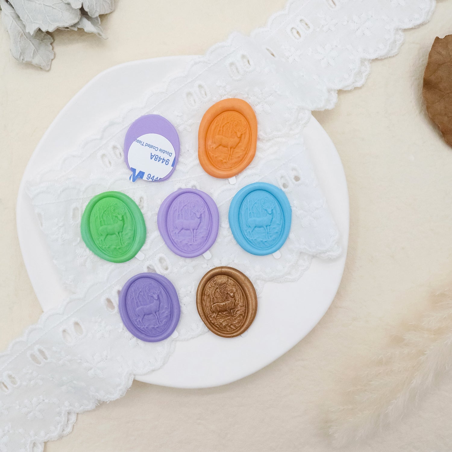 Pegatinas Autoadhesivas de Sello de Lacre con Relieve 3D de Alce Stamprints 3