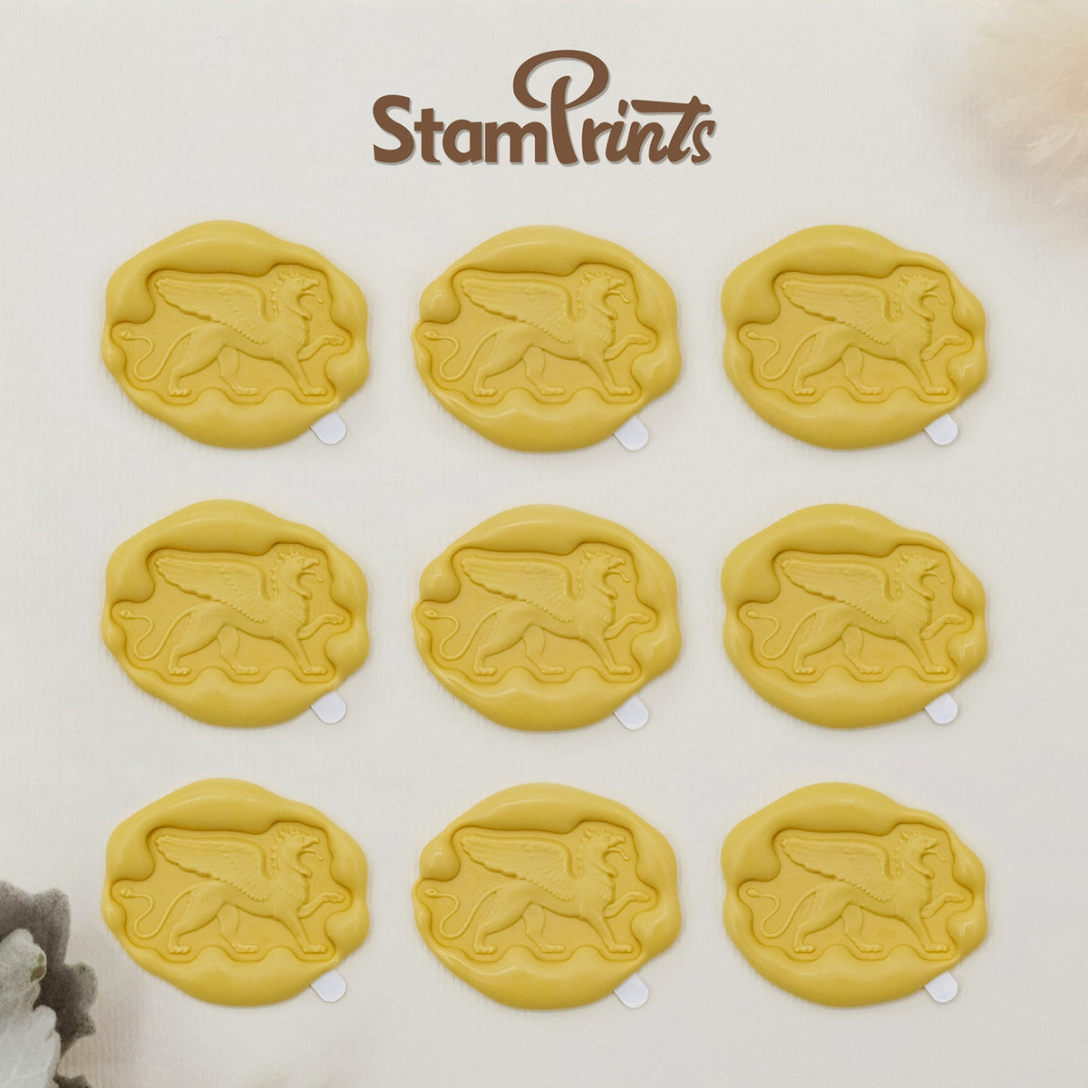 Stamprints Pegatinas de Sello de Lacre Autoadhesivo Grifo Relieve 3D 2