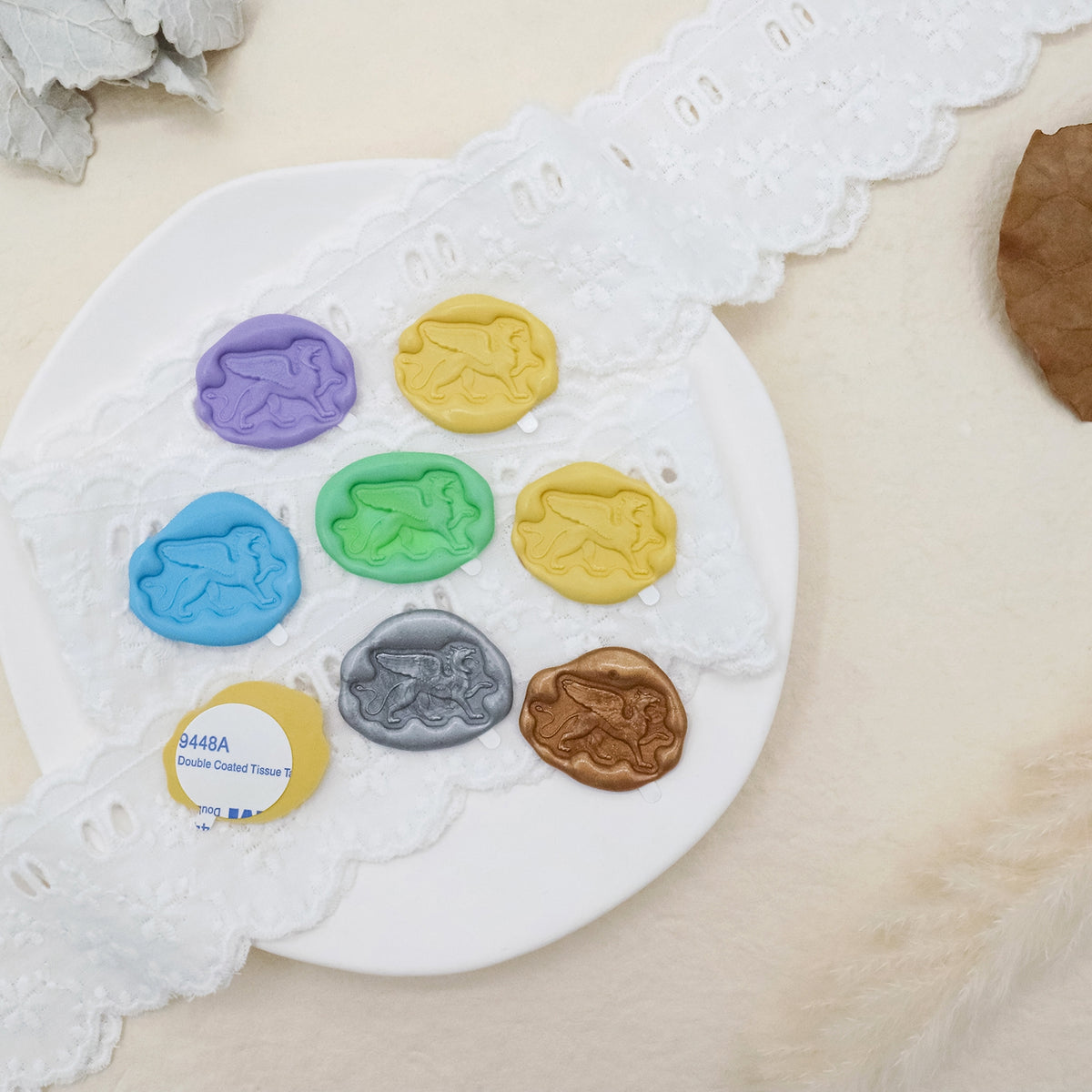 Stamprints Pegatinas de Sello de Lacre Autoadhesivo Grifo en Relieve 3D 3