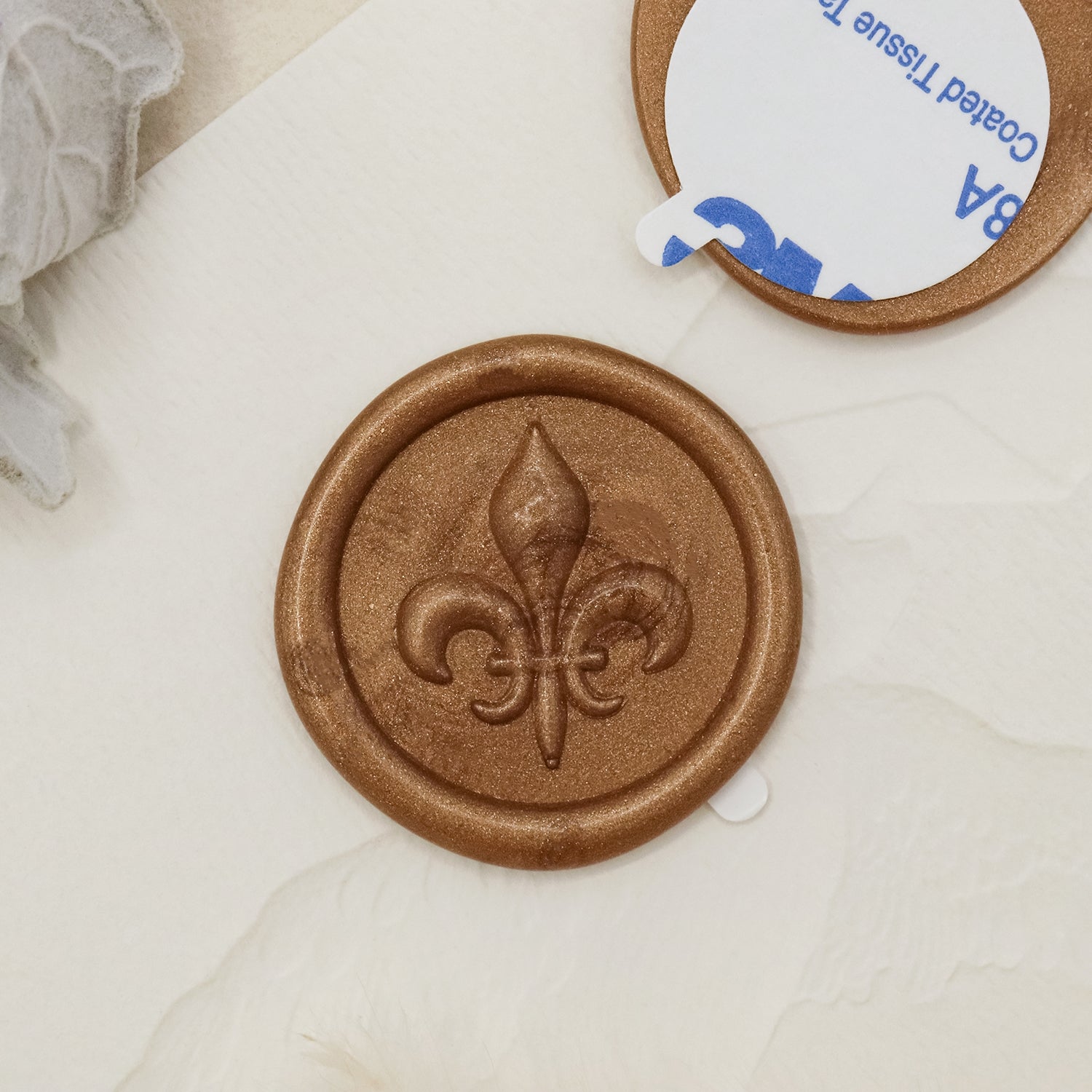 Stamprints Pegatinas de Sello de Lacre Autoadhesivo de Flor de Lis en Relieve 3D 1