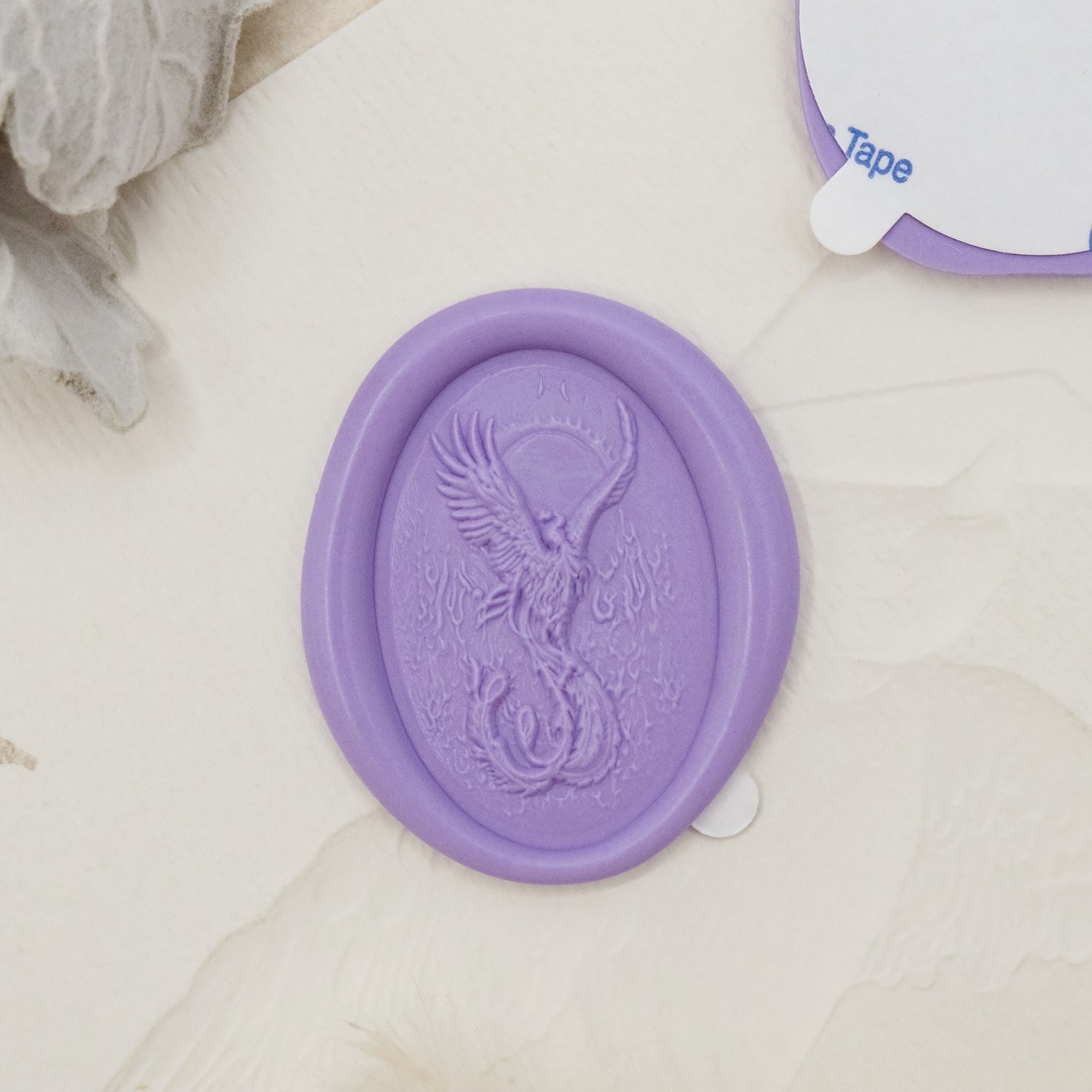 Stamprints Pegatinas de Sello de Lacre Autoadhesivo Fénix con Relieve 3D 1