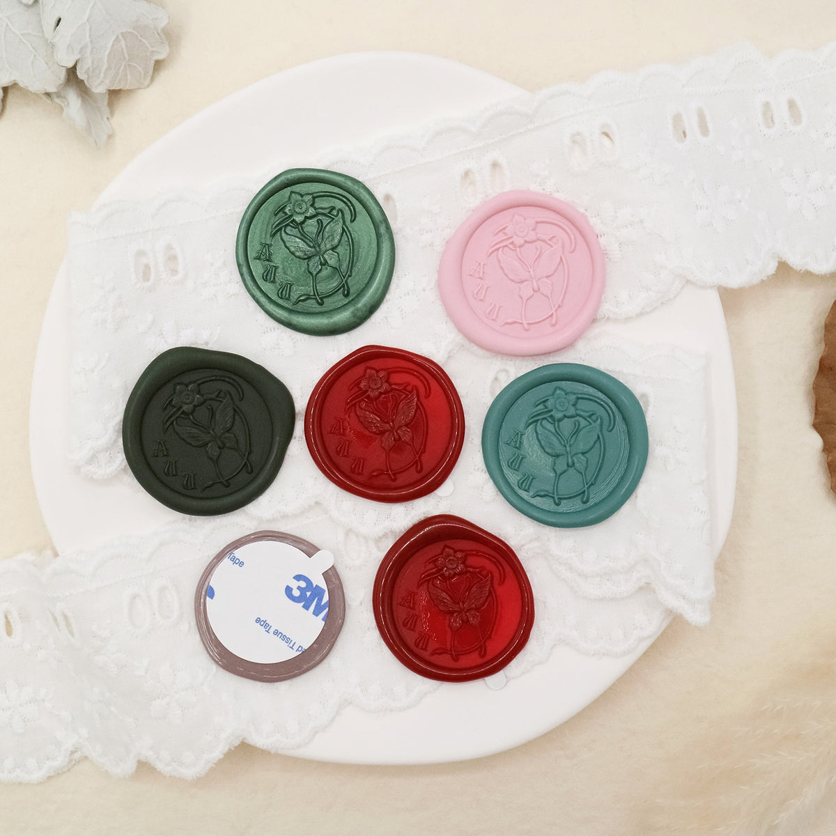 Stamprints Pegatinas Autoadhesivas de Sello de Lacre de Mariposa en Relieve 3D 3