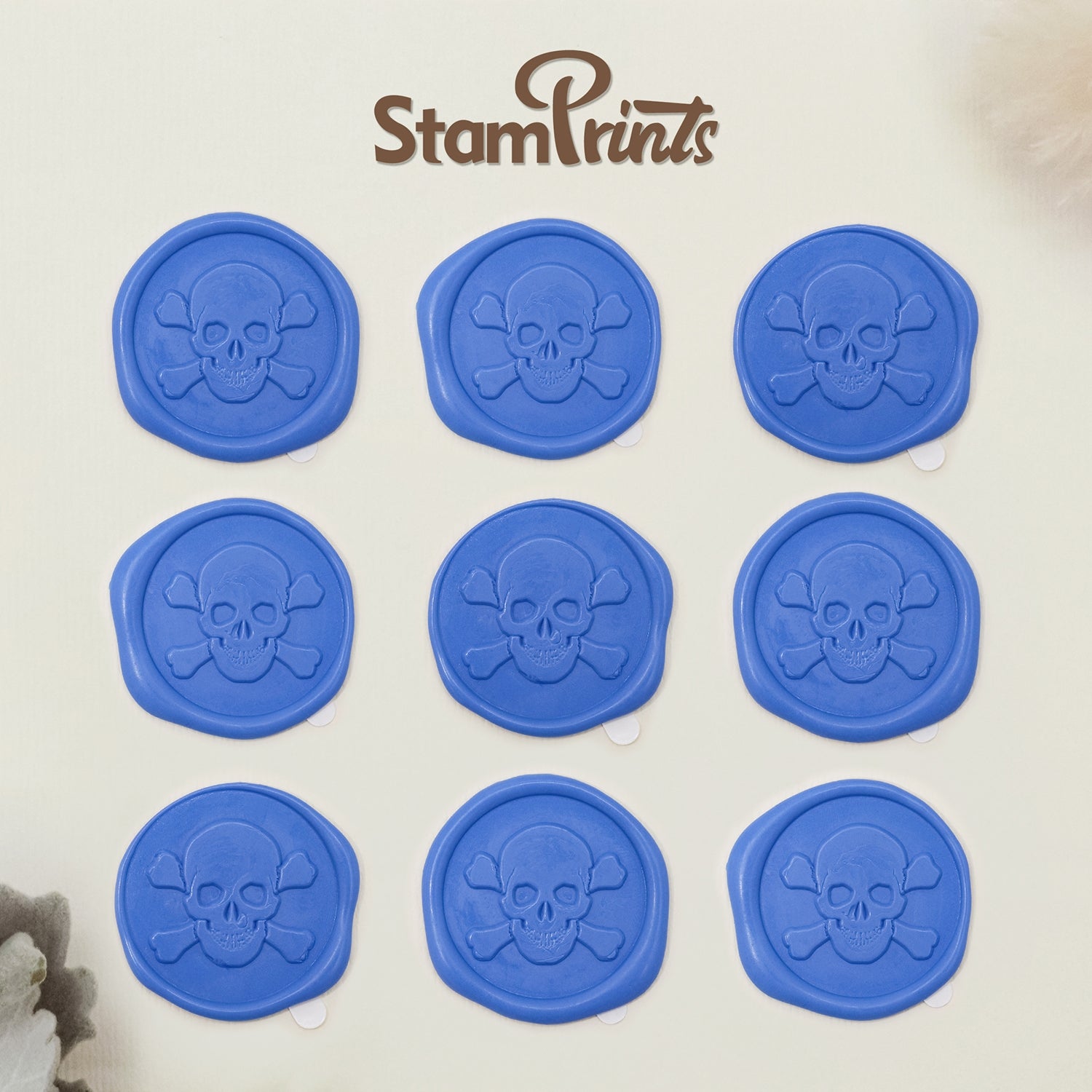 Stamprints Pegatinas de Sello de Lacre Autoadhesivo de Calavera en Relieve 3D 2