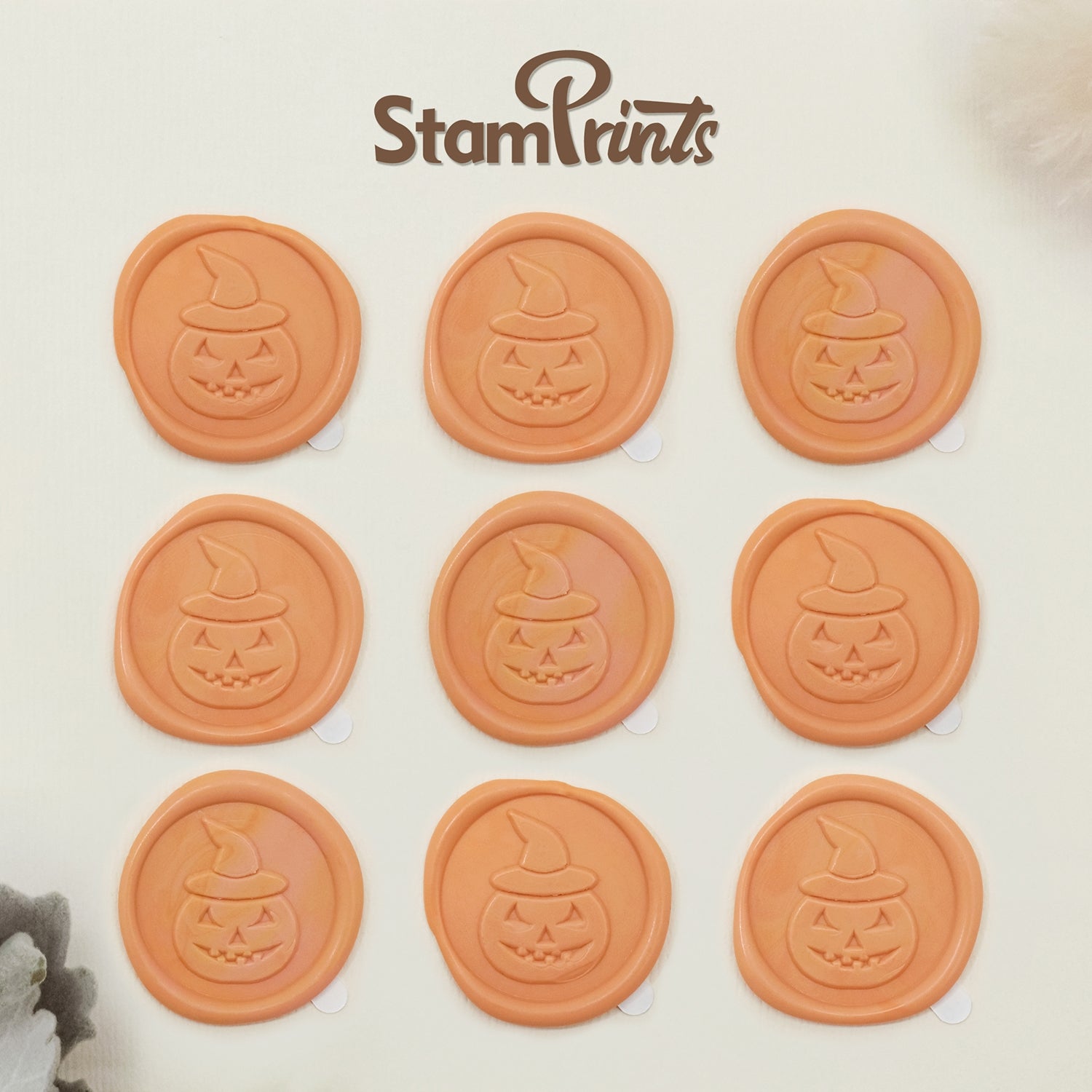 Pegatinas de Sello de Lacre Autoadhesivo de Calabaza en Relieve 3D Stamprints 2