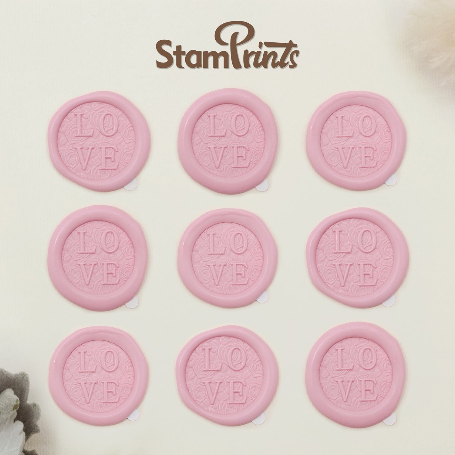 Stamprints Pegatinas de Sello de Lacre Autoadhesivo de Amor con Relieve 3D 2