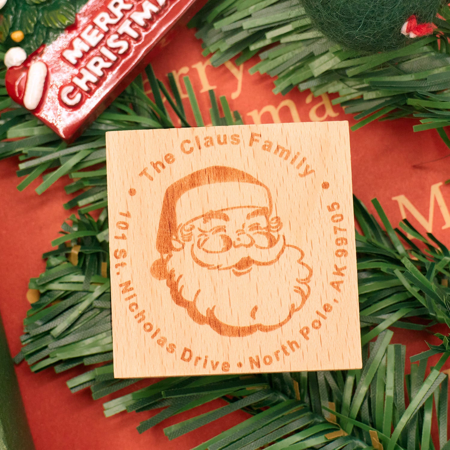 Sello de Caucho de Madera Personalizado de Dirección de Navidad IMG_2523