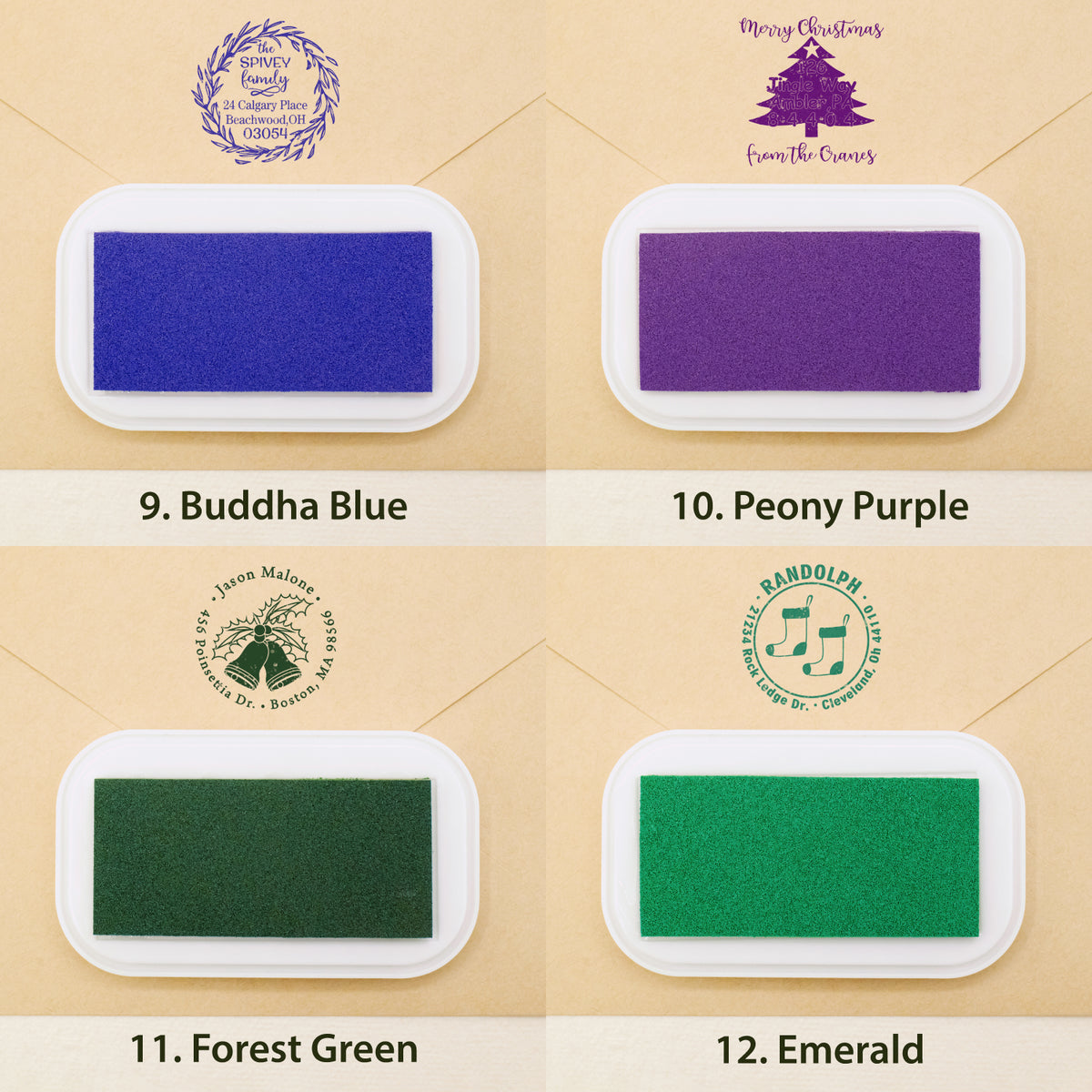 Sello de Caucho Personalizado de Dirección de Navidad (18 Diseños) sku3