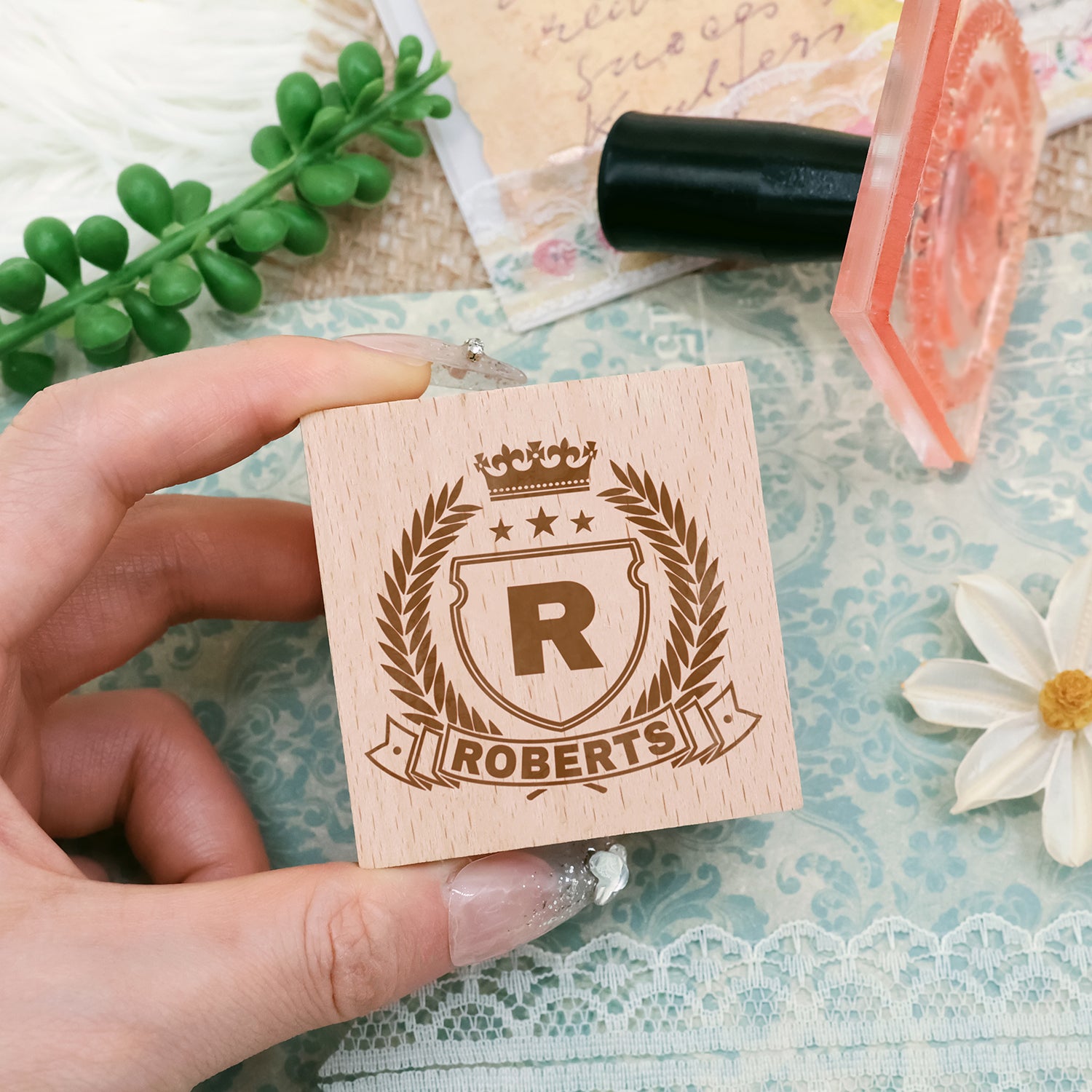 Sello de Caucho de Escudo Familiar Personalizado (18 diseños) Custom-Family-Cres2