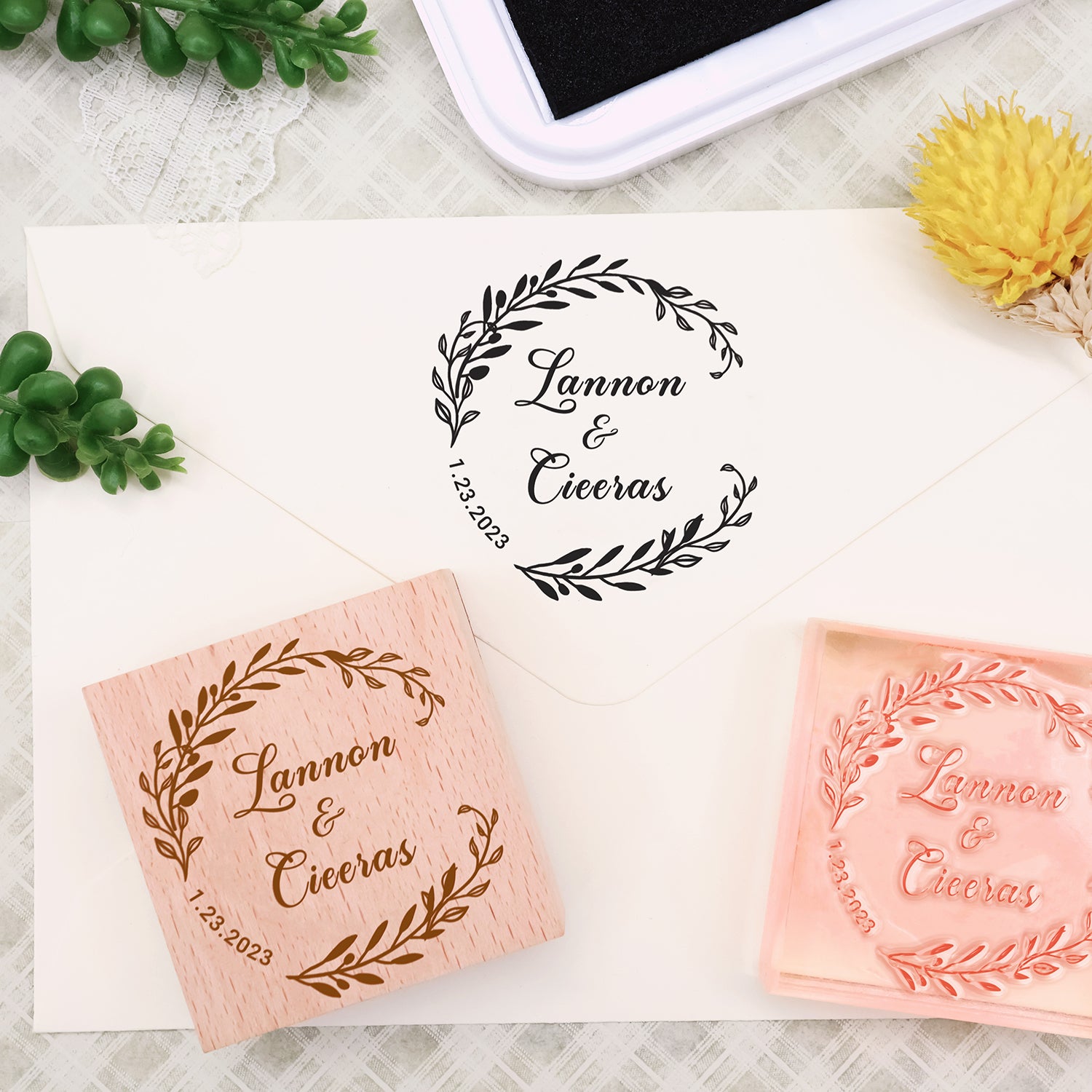 Sello de Caucho Personalizado de Nombre para Boda (18 diseños) Custom-Name-Wedding2