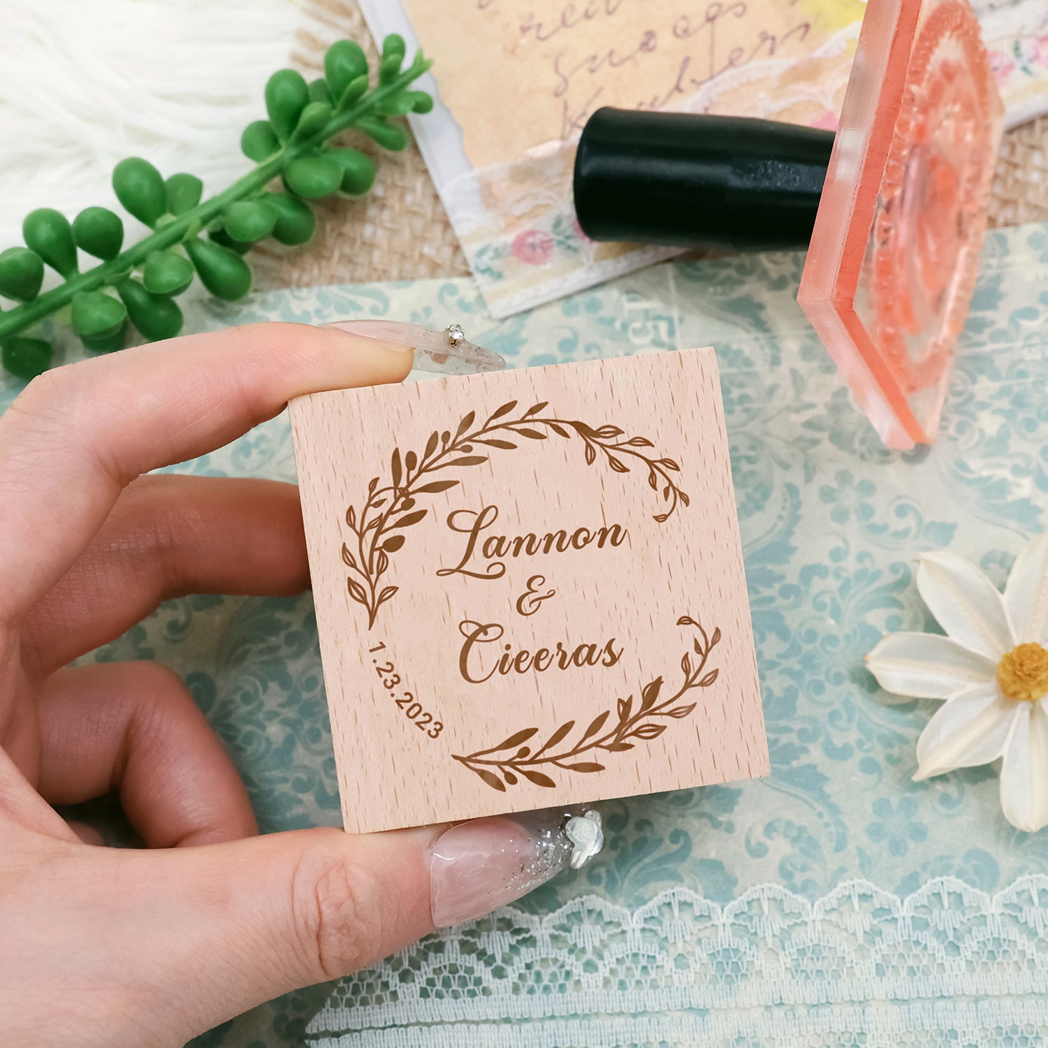 Sello de Caucho de Boda con Nombre Personalizado (18 diseños) Custom-Name-Wedding4
