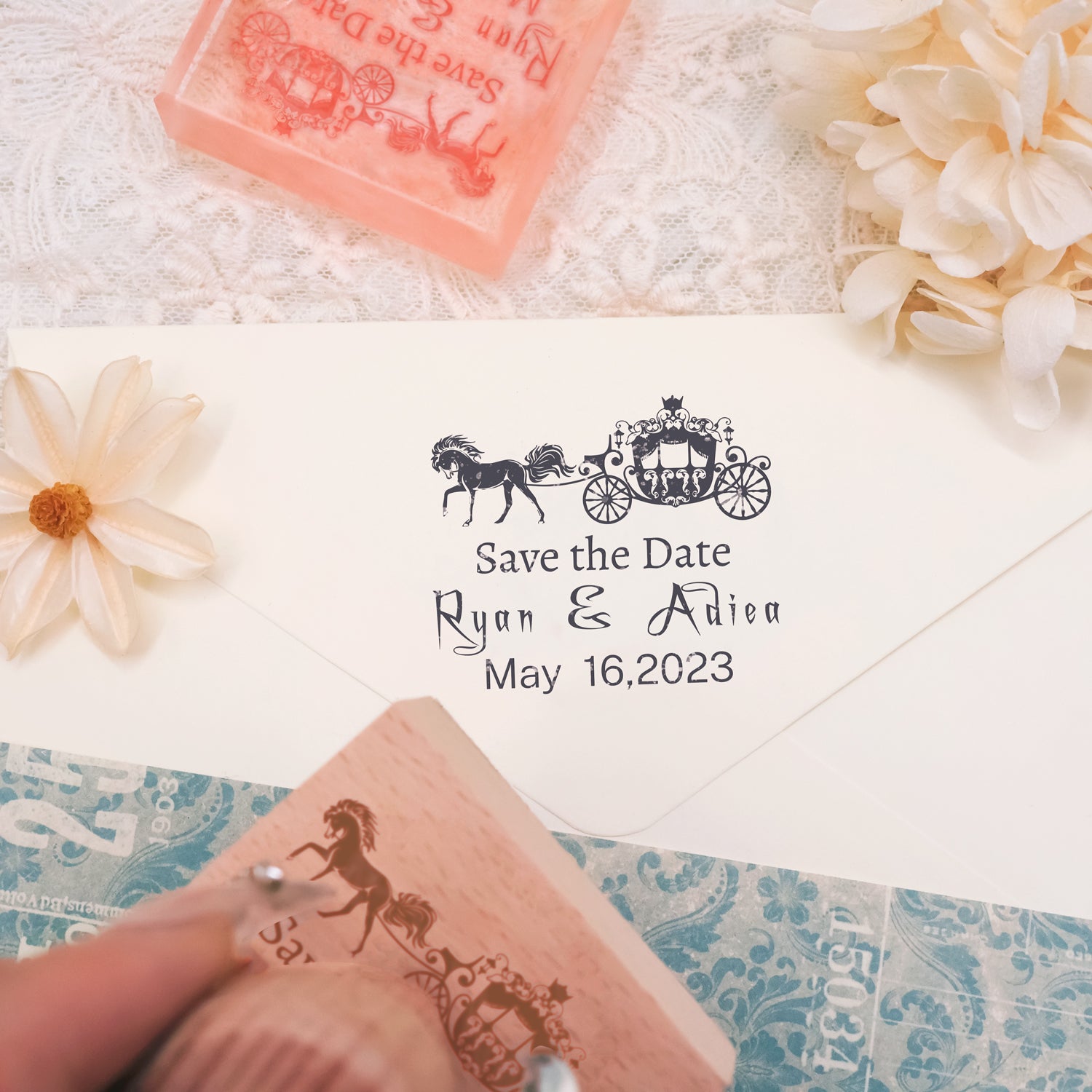 Sello de Caucho Personalizado para Reservar la Fecha de Boda (25 Diseños)3