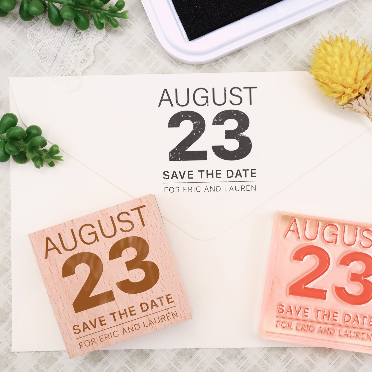 Sello de Caucho Personalizado para Reservar la Fecha de Boda-25 1