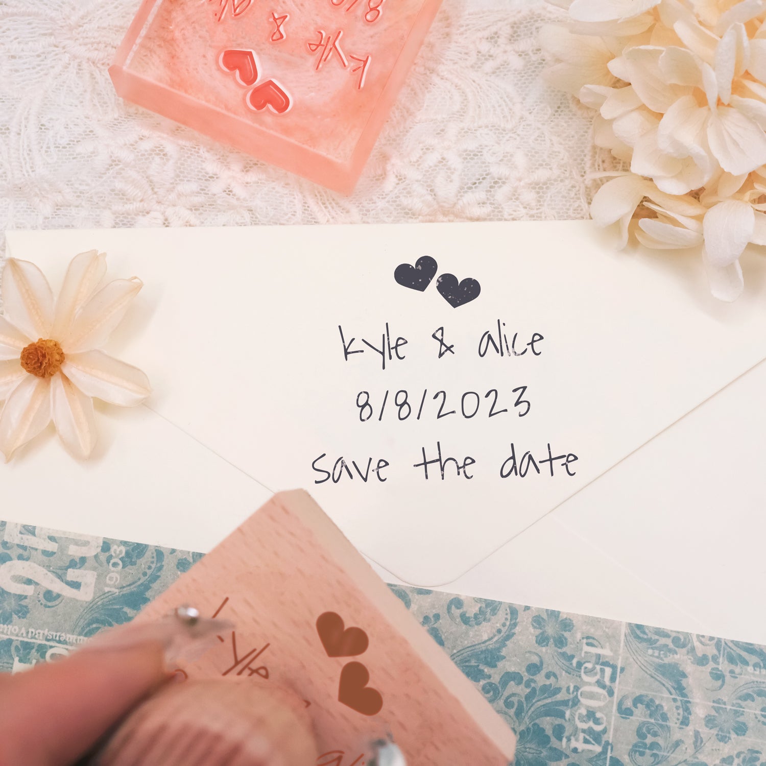 Sello de Caucho Personalizado para Reserva de Fecha de Boda-23 3