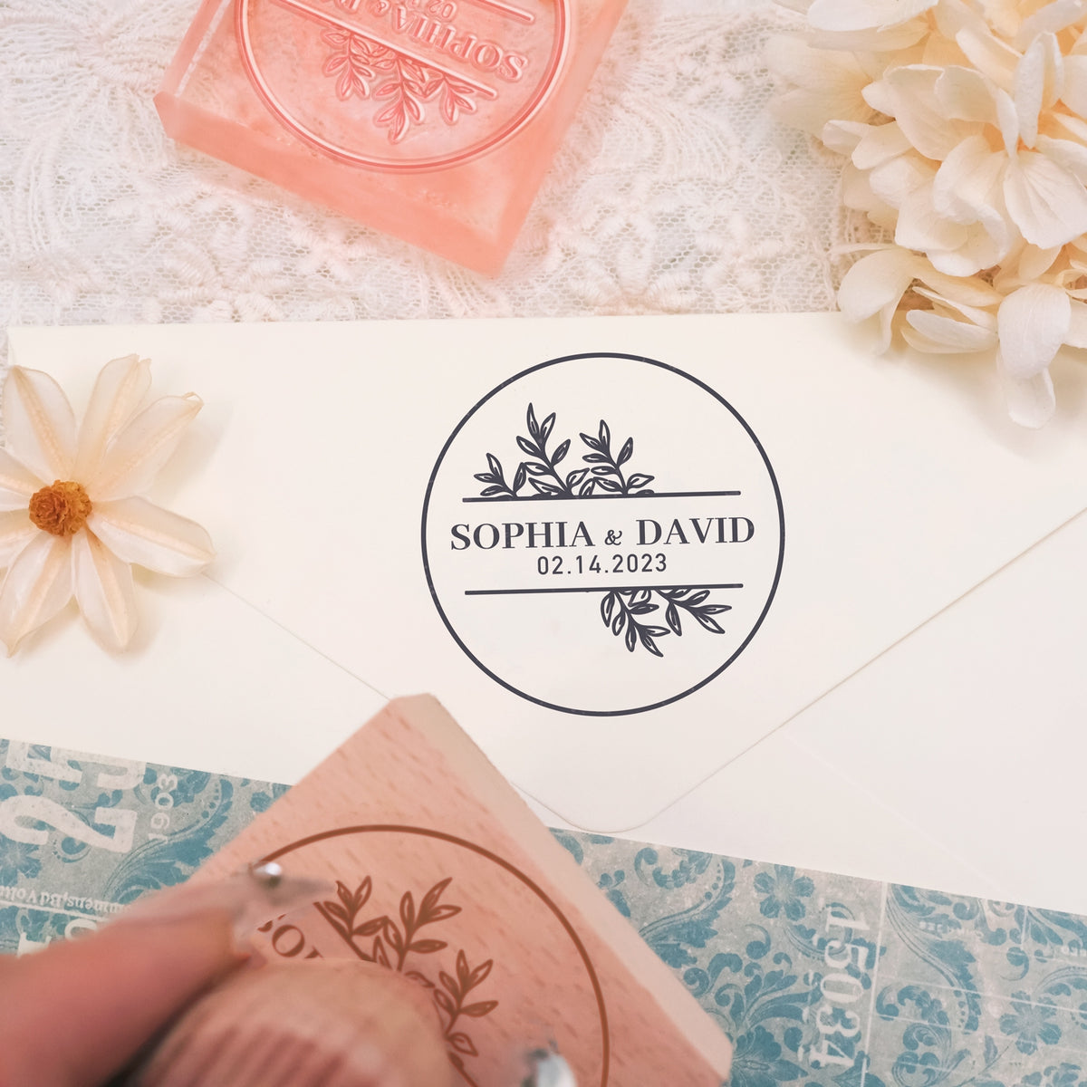 Sello de Caucho Personalizado para Boda (27 Diseños)-3