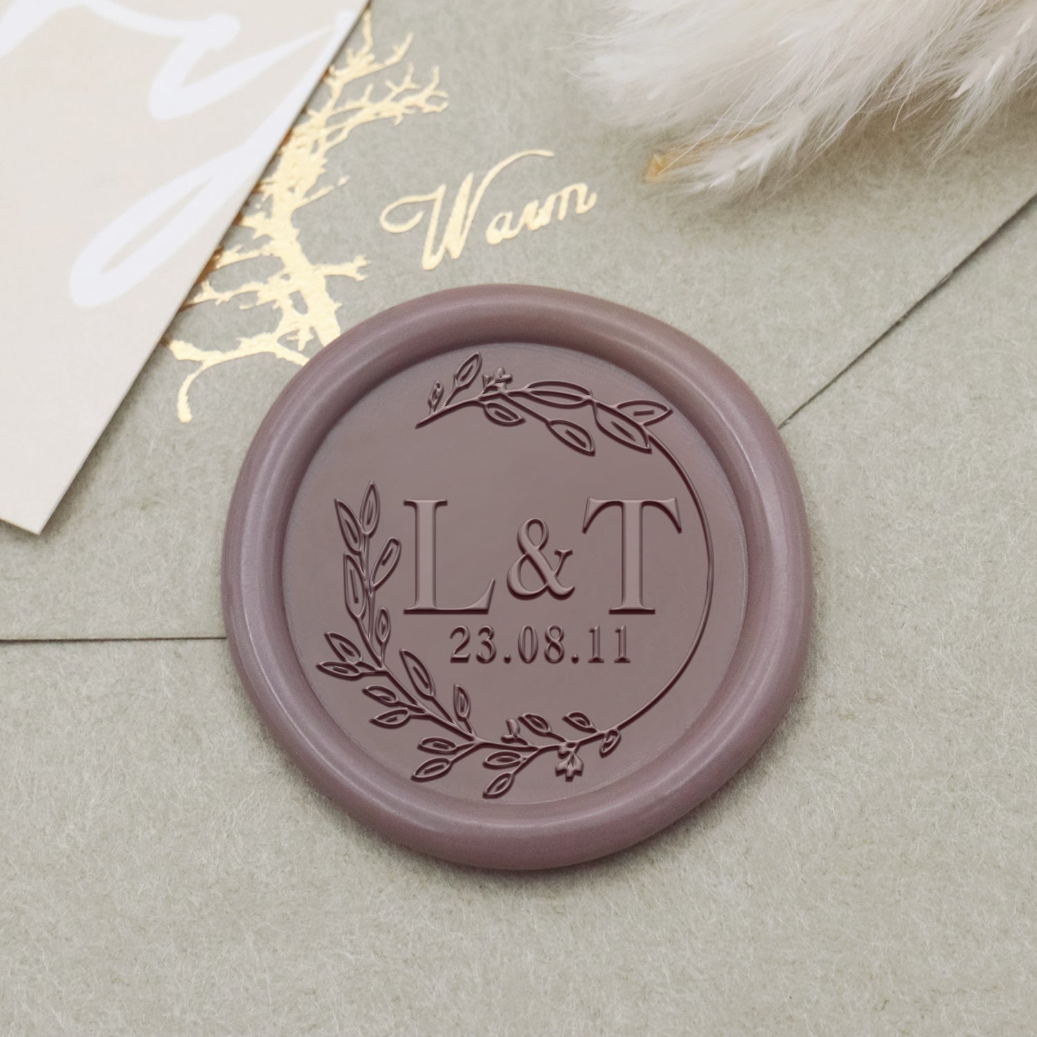 Sello de Caucho de Lacre de Monograma de Boda Lily Personalizado-30 1