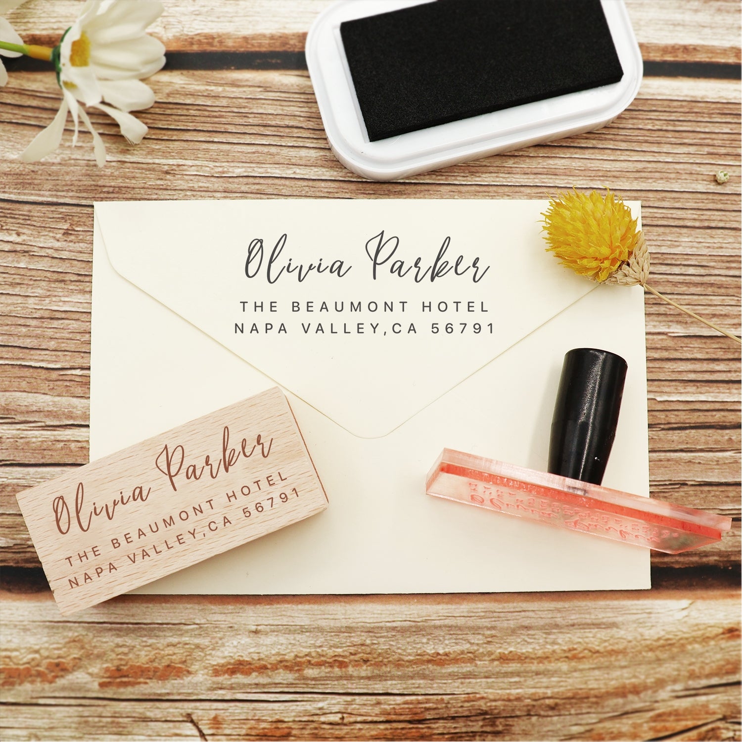 Custom Rectangular Handwriting Font Address Return Rubber Stamp - Style 7 2