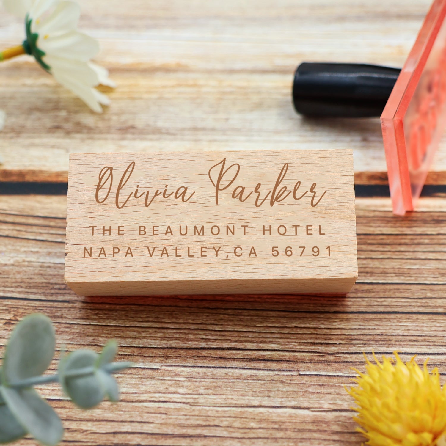 Custom Rectangular Handwriting Font Address Return Rubber Stamp - Style 7 3
