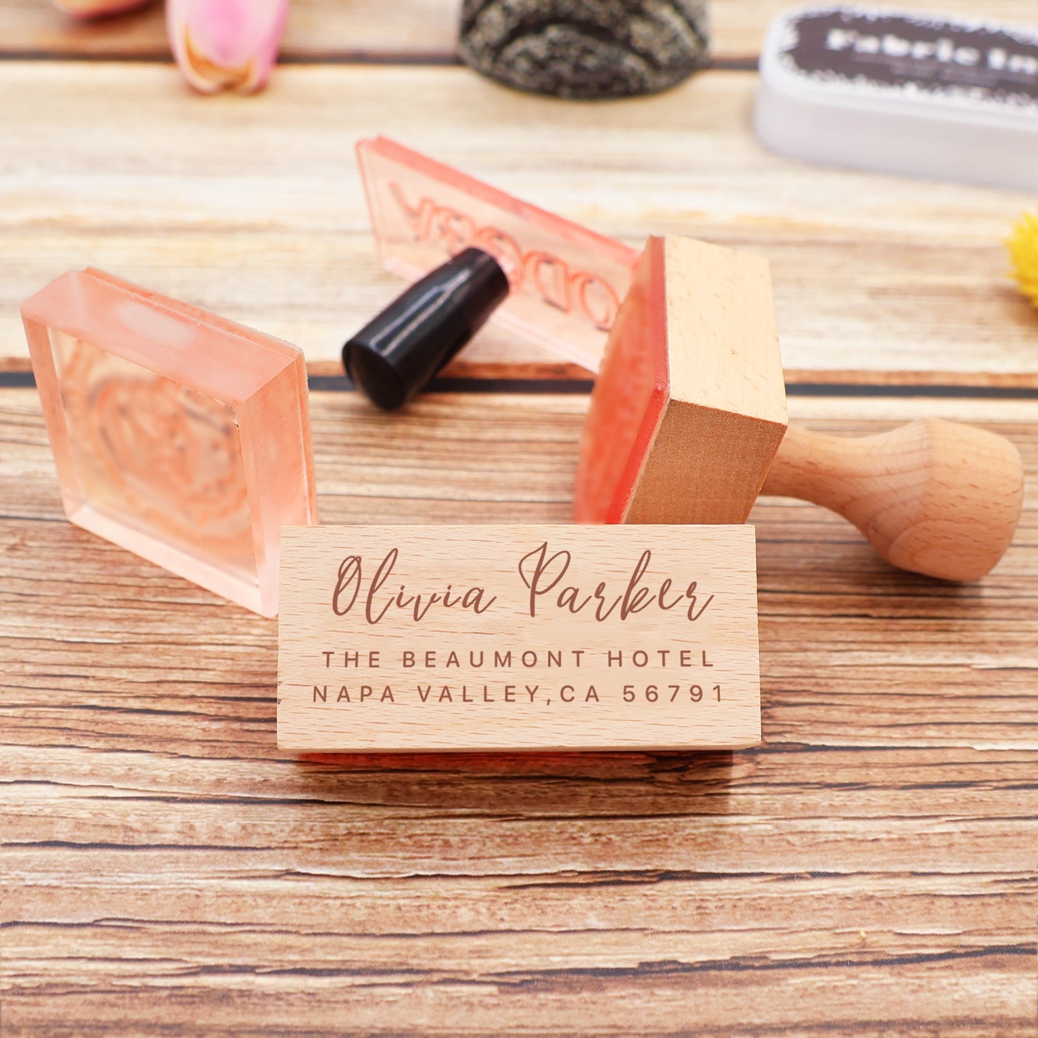 Custom Rectangular Handwriting Font Address Return Rubber Stamp - Style 7 5