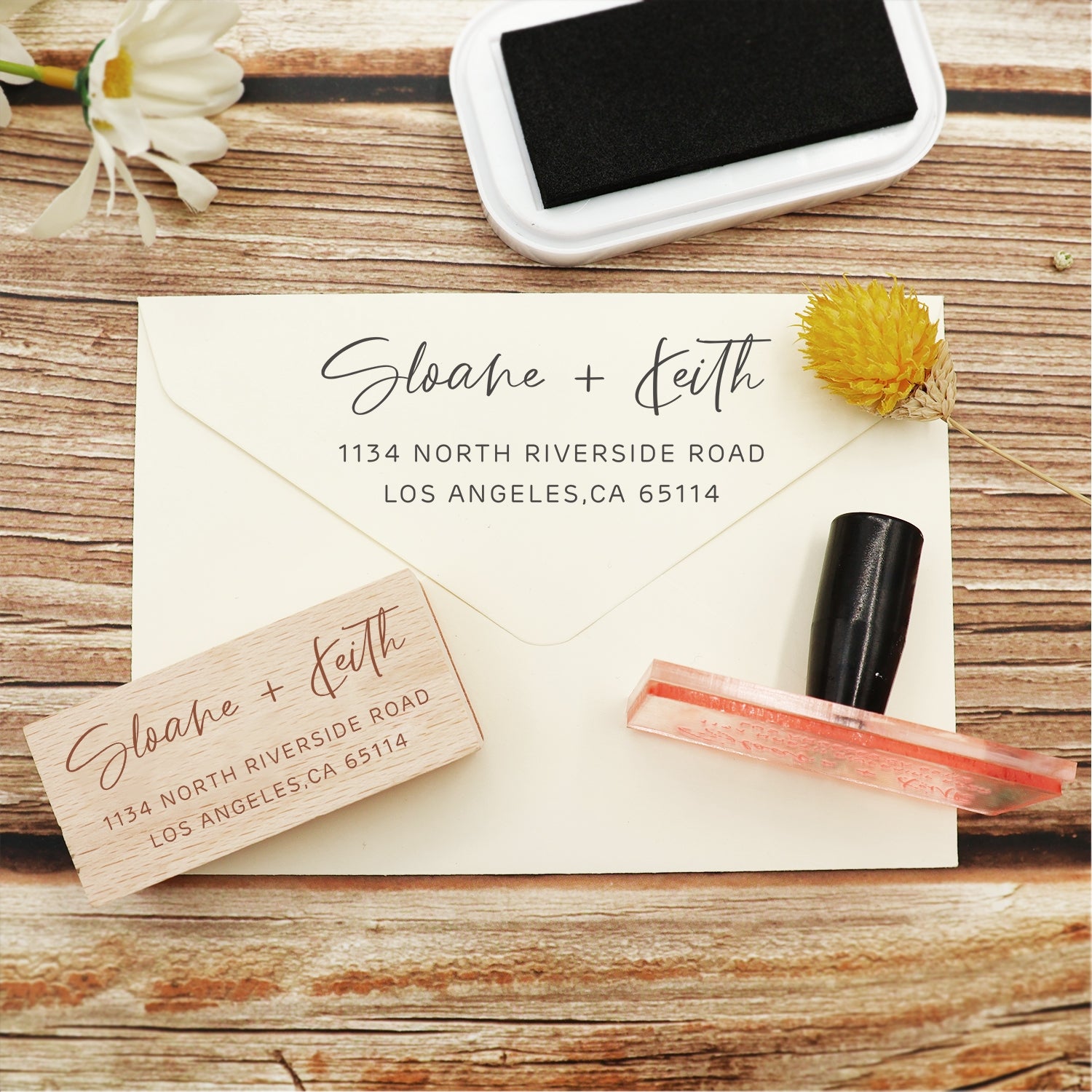 Custom Rectangular Handwriting Font Address Return Rubber Stamp - Style 11 2