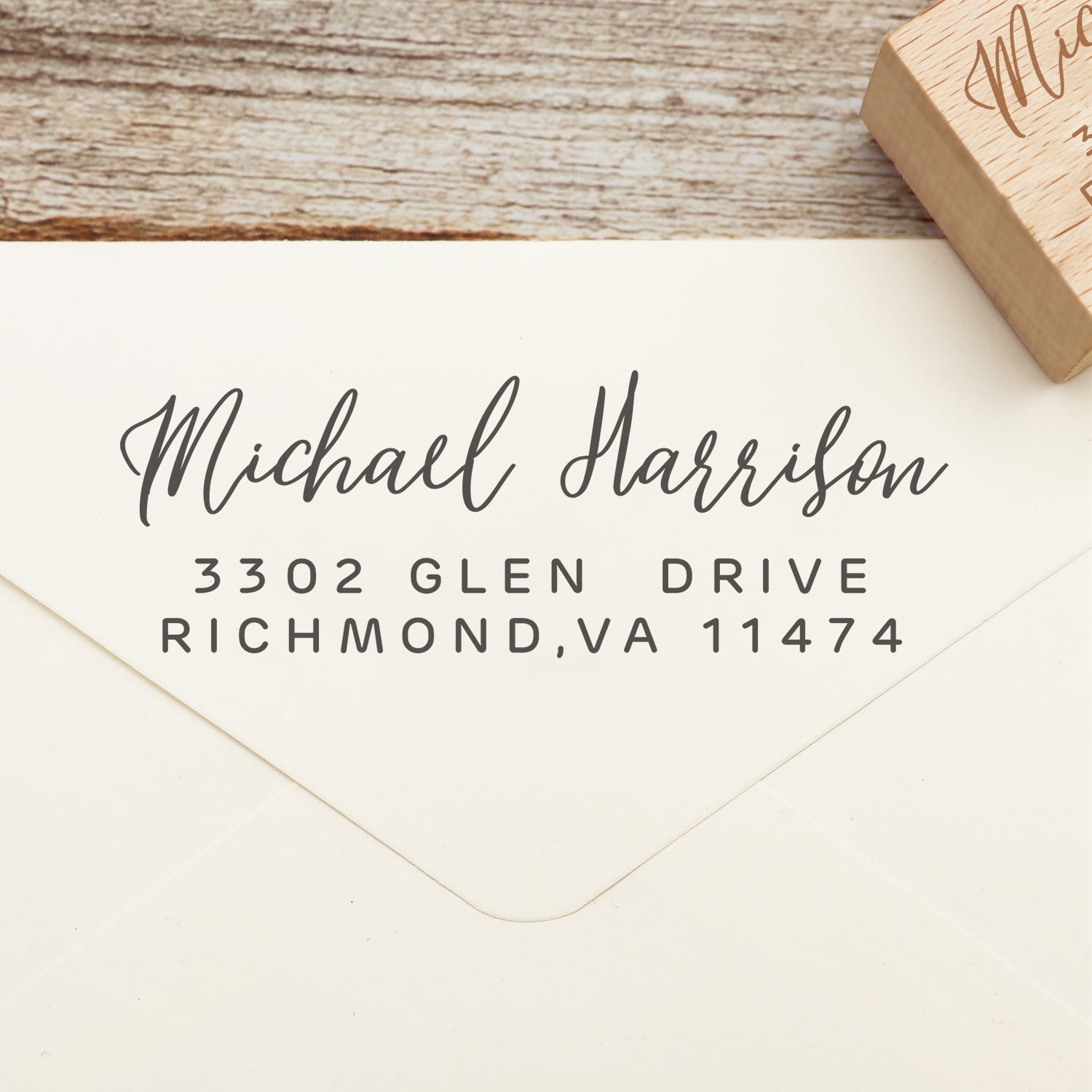 Sello de Caucho de Dirección de Devolución con Fuente de Escritura a Mano Rectangular Personalizado - Estilo 22 1