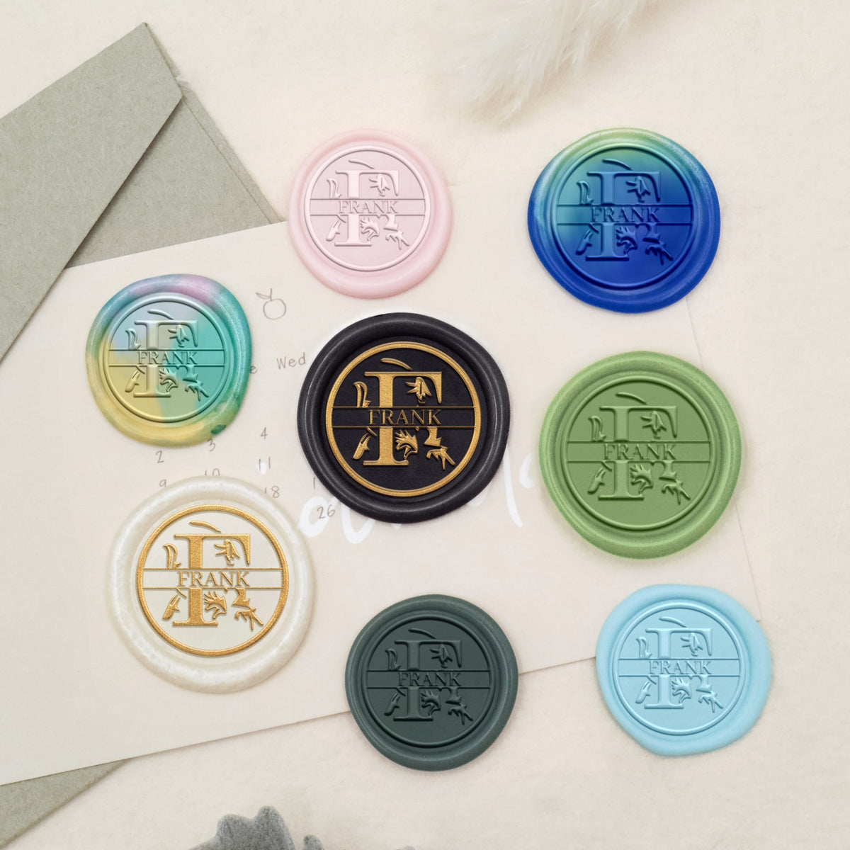 26 Letras Sello de Lacre de Nombre Floral Personalizado - F 3