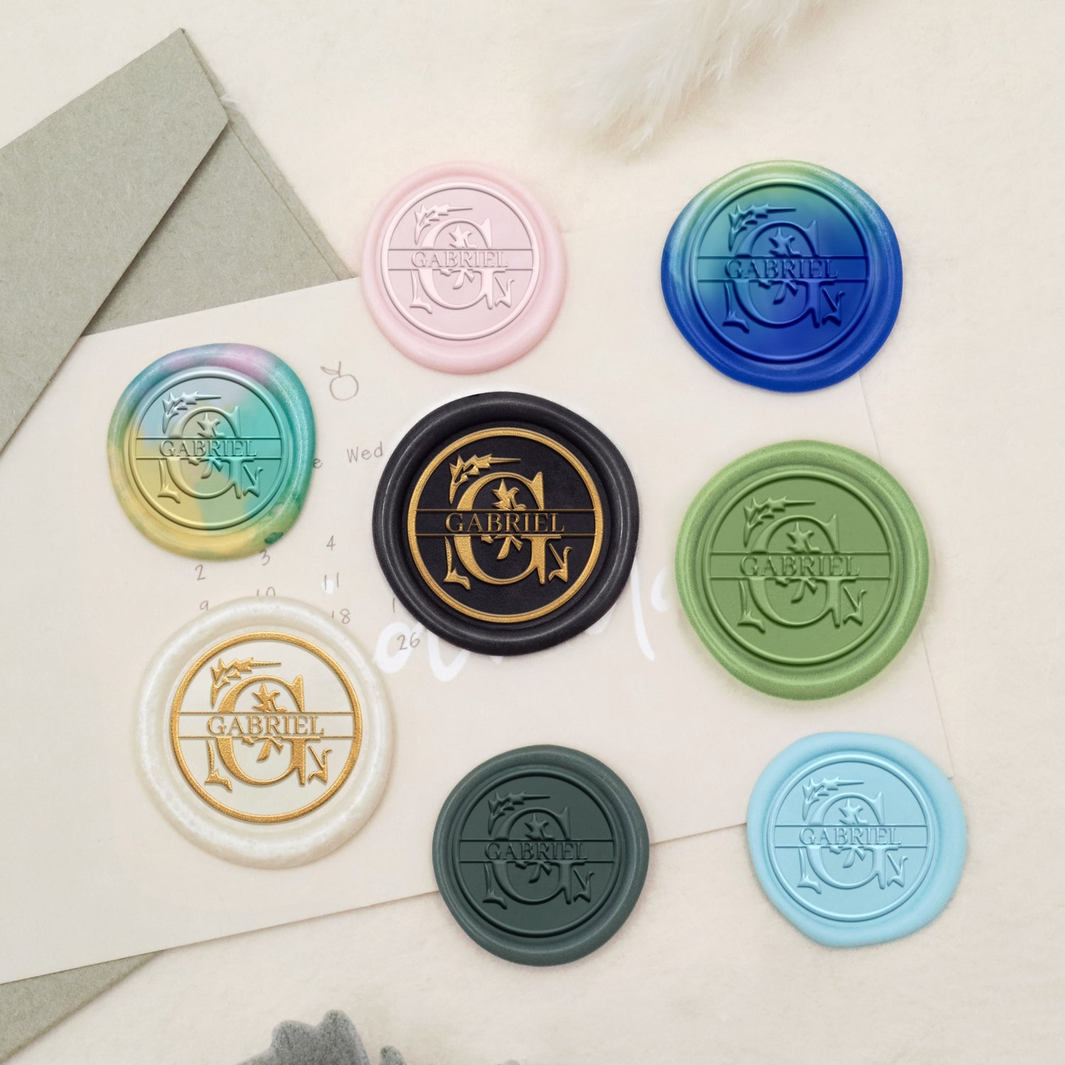 26 Letras Sello de Lacre Personalizado con Nombre Floral - G3