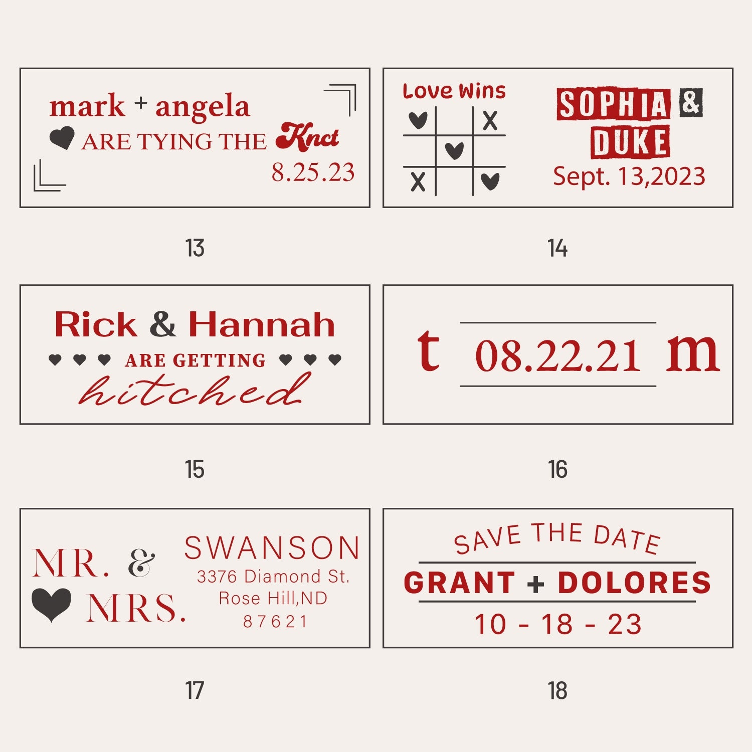 Sello de Lacre Personalizado Rectangular para Bodas (18 Diseños)-sku3