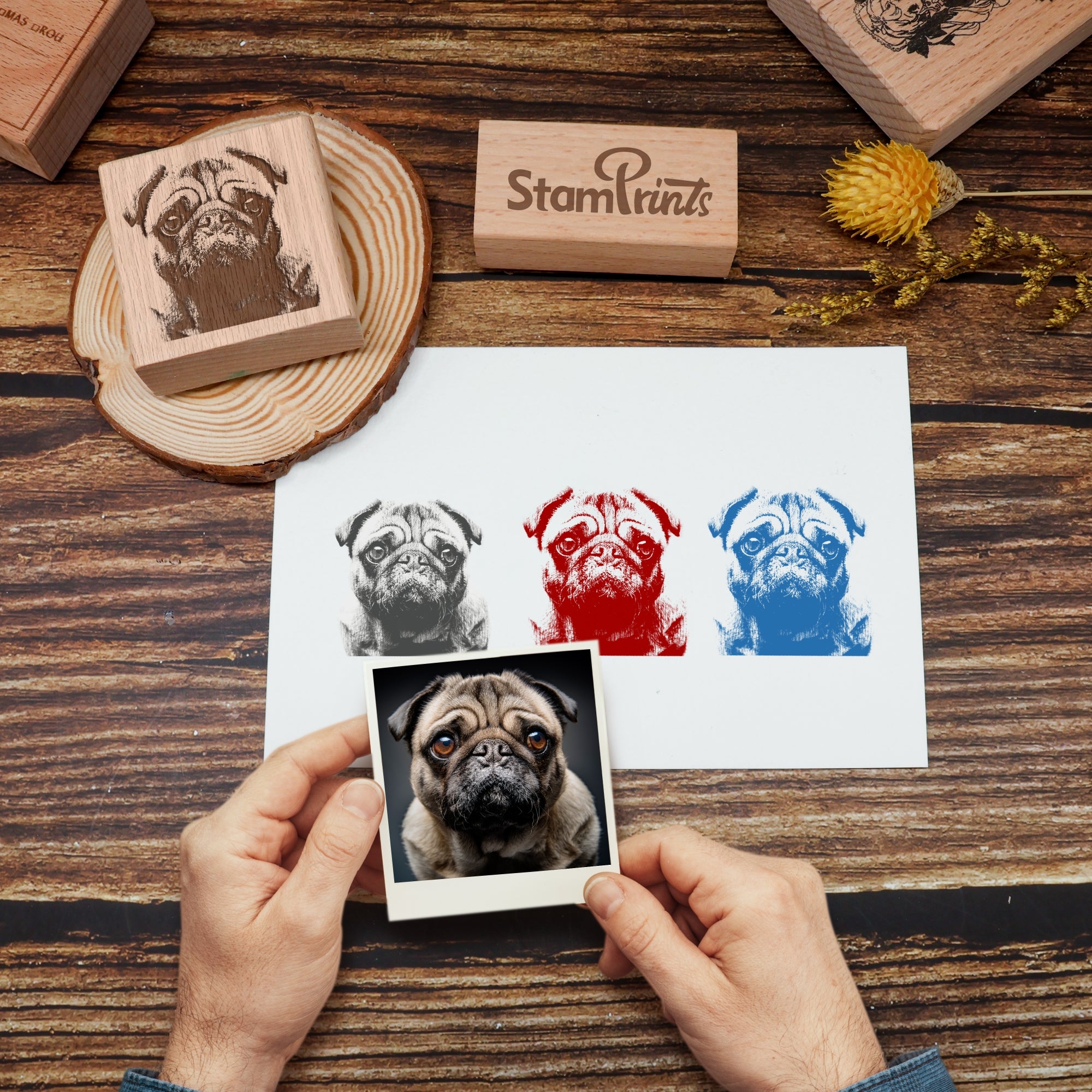 Sello de Caucho de Madera de Diseño Personalizado Con Tu Arte sello de caucho