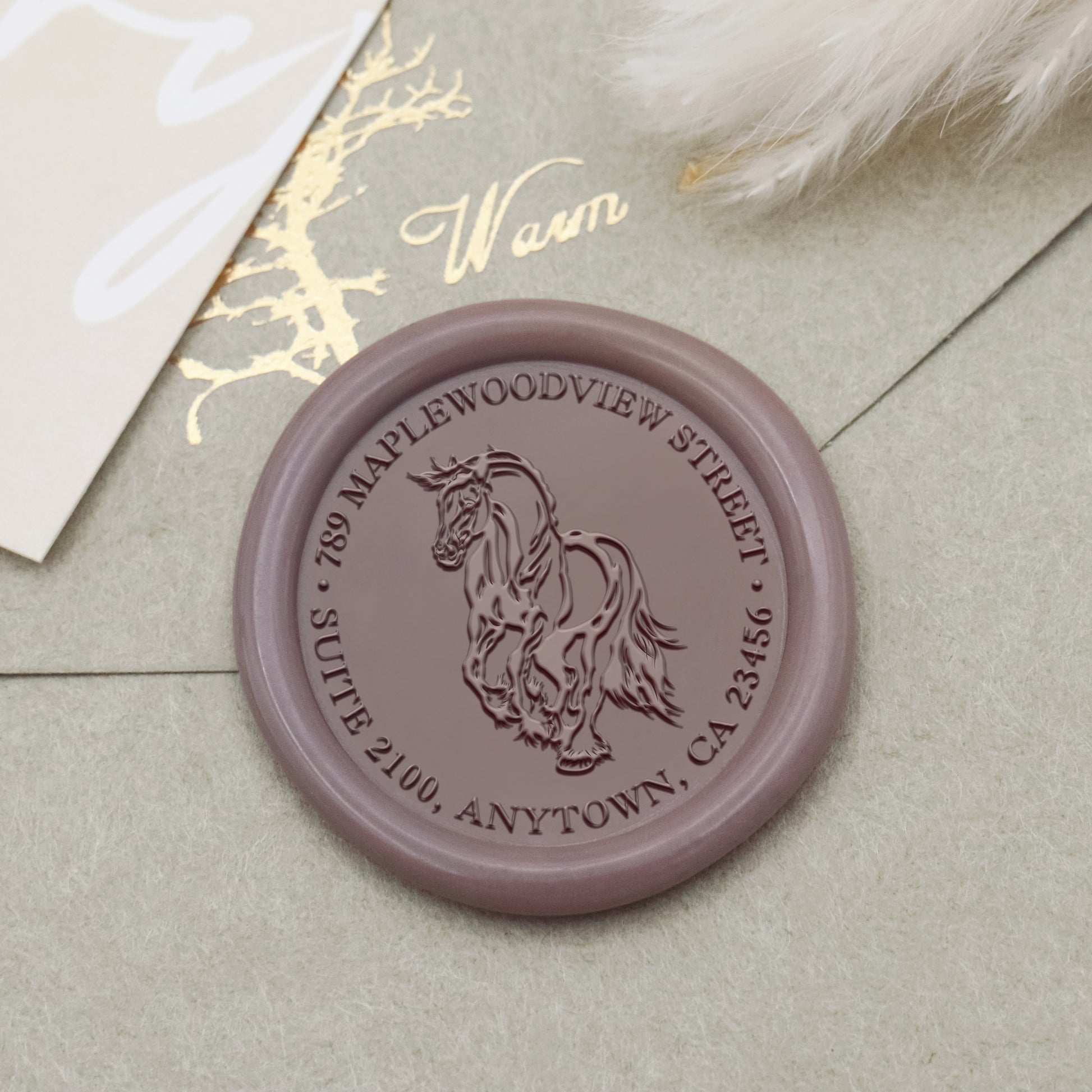Sello de Caucho de Lacre para Dirección Personalizado con Caballo 1