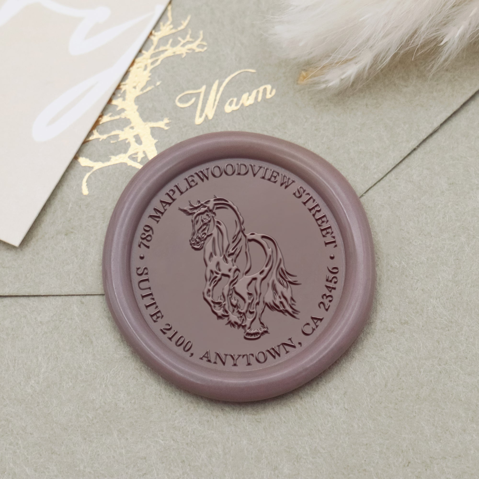 Sello de Caucho de Lacre para Dirección Personalizado con Caballo 1
