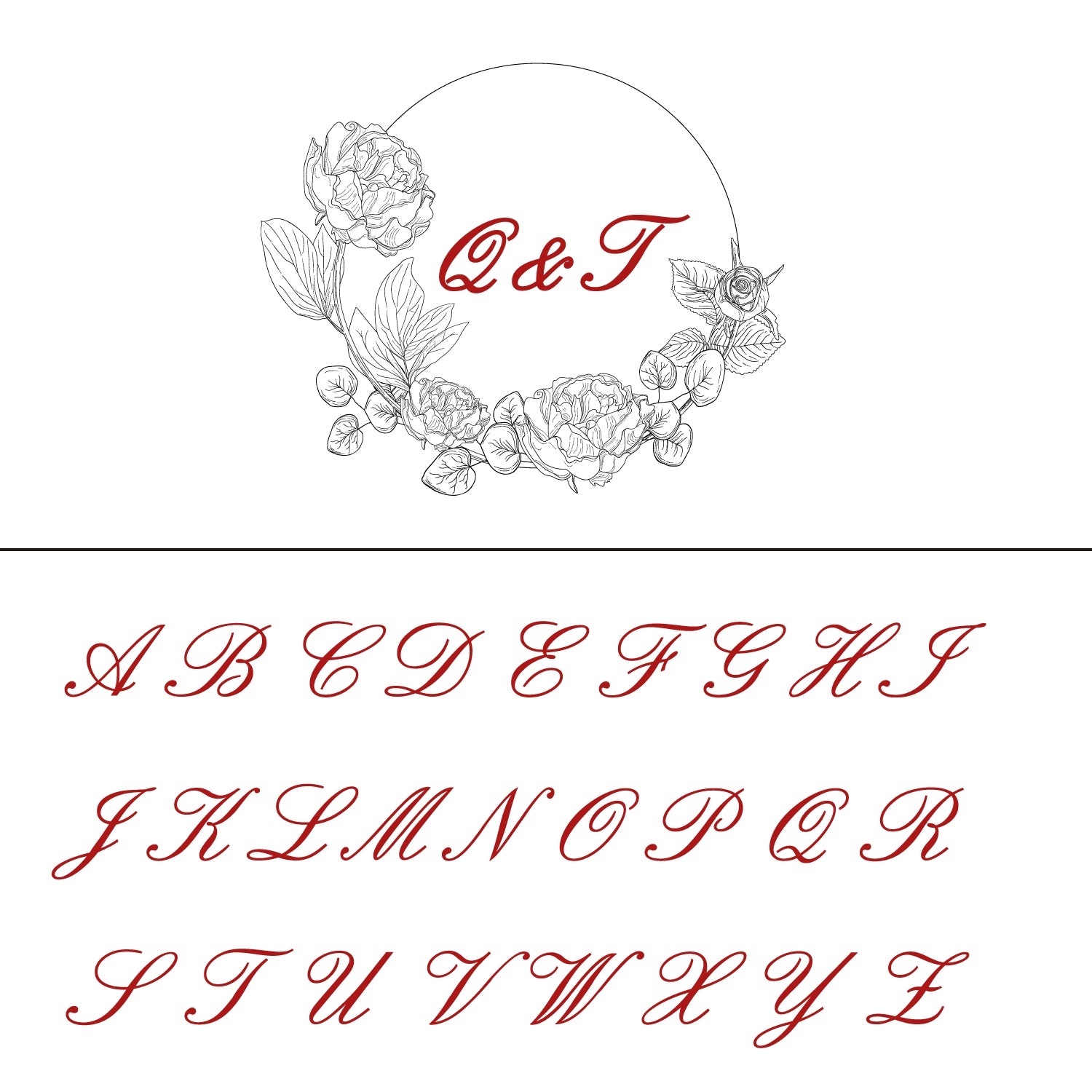 Sello de Caucho de Monograma de Boda Botánico Personalizado - Estilo 16 16