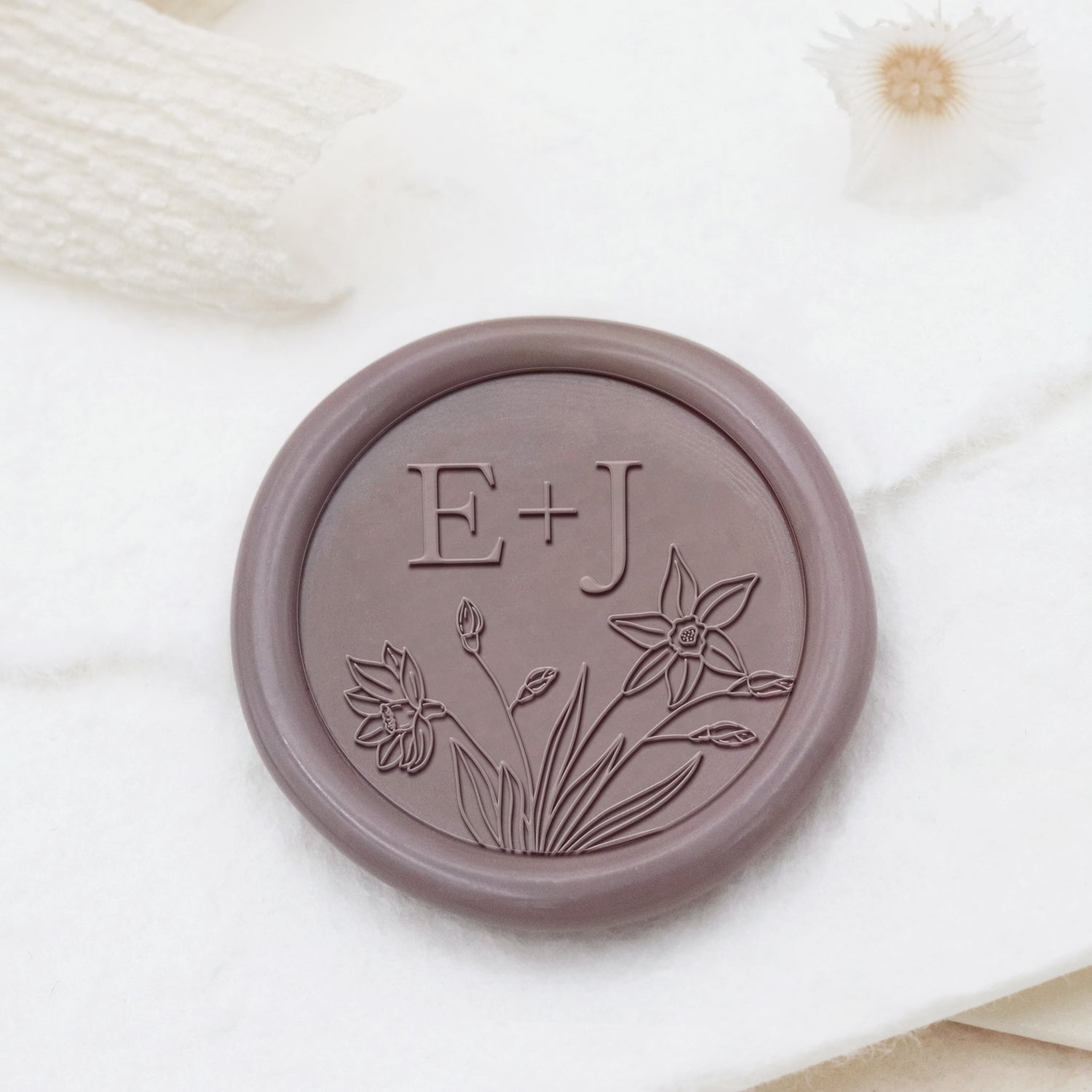 Sello de Caucho de Lacre con Monograma de Boda Botánico Sin Bordes Personalizado - Estilo 20 1