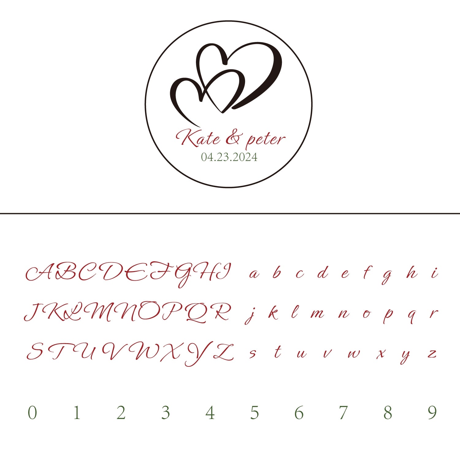 Sello de Lacre de Boda Corazones Superpuestos Personalizado 20