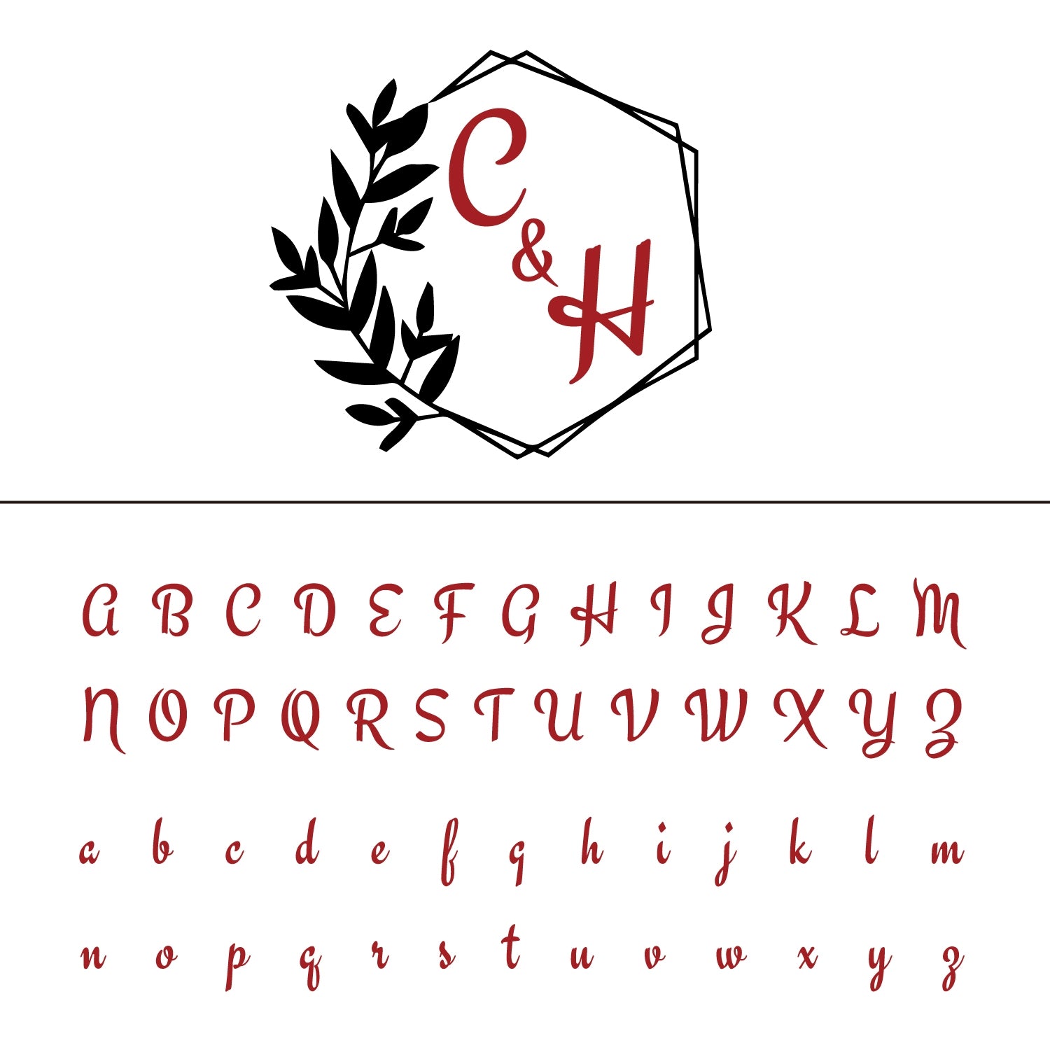 Sello de Caucho de Lacre Personalizado Hexagonal con Marco de Laurel para Boda Monograma 15