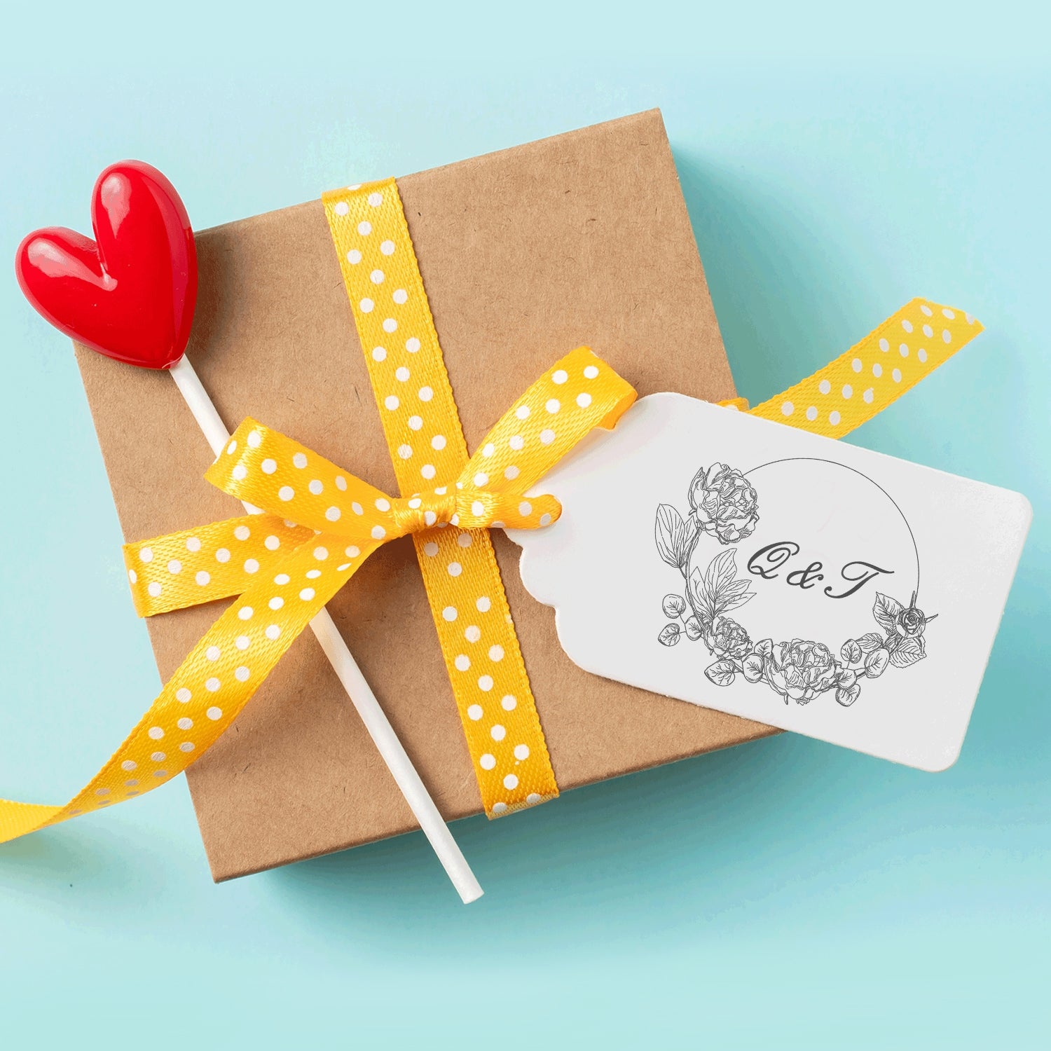 Sello de Caucho de Monograma de Boda Botánico Personalizado - Estilo 16 wd1