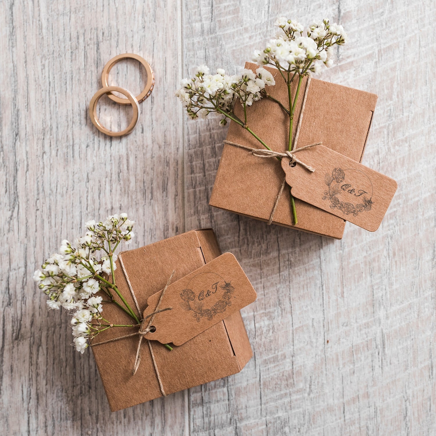 Sello de Caucho de Monograma de Boda Botánico Personalizado - Estilo 16 wd2