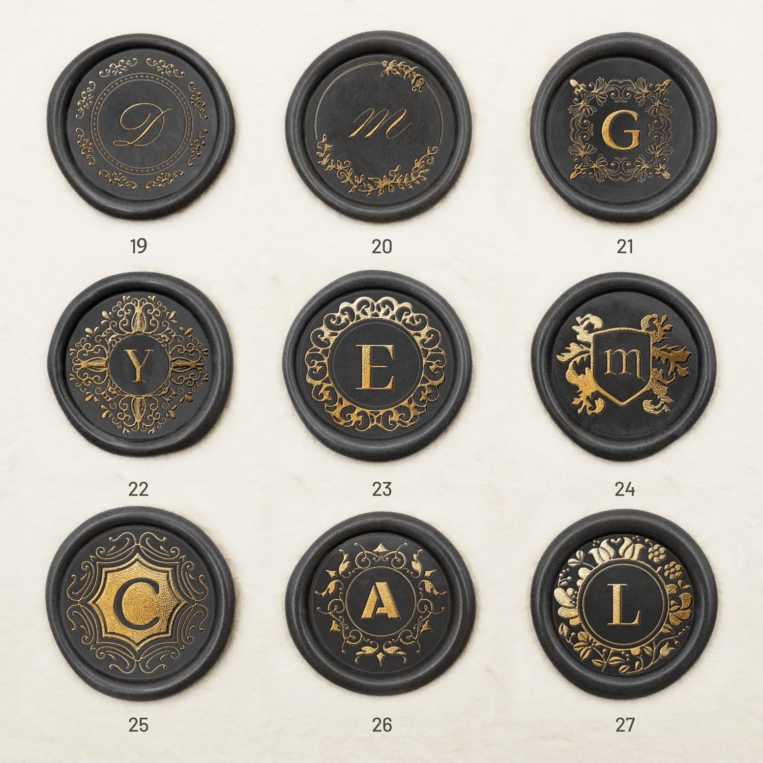 Sello de Caucho de Lacre Personalizado con Inicial Susurros Enigmáticos (27 Diseños) -sku3