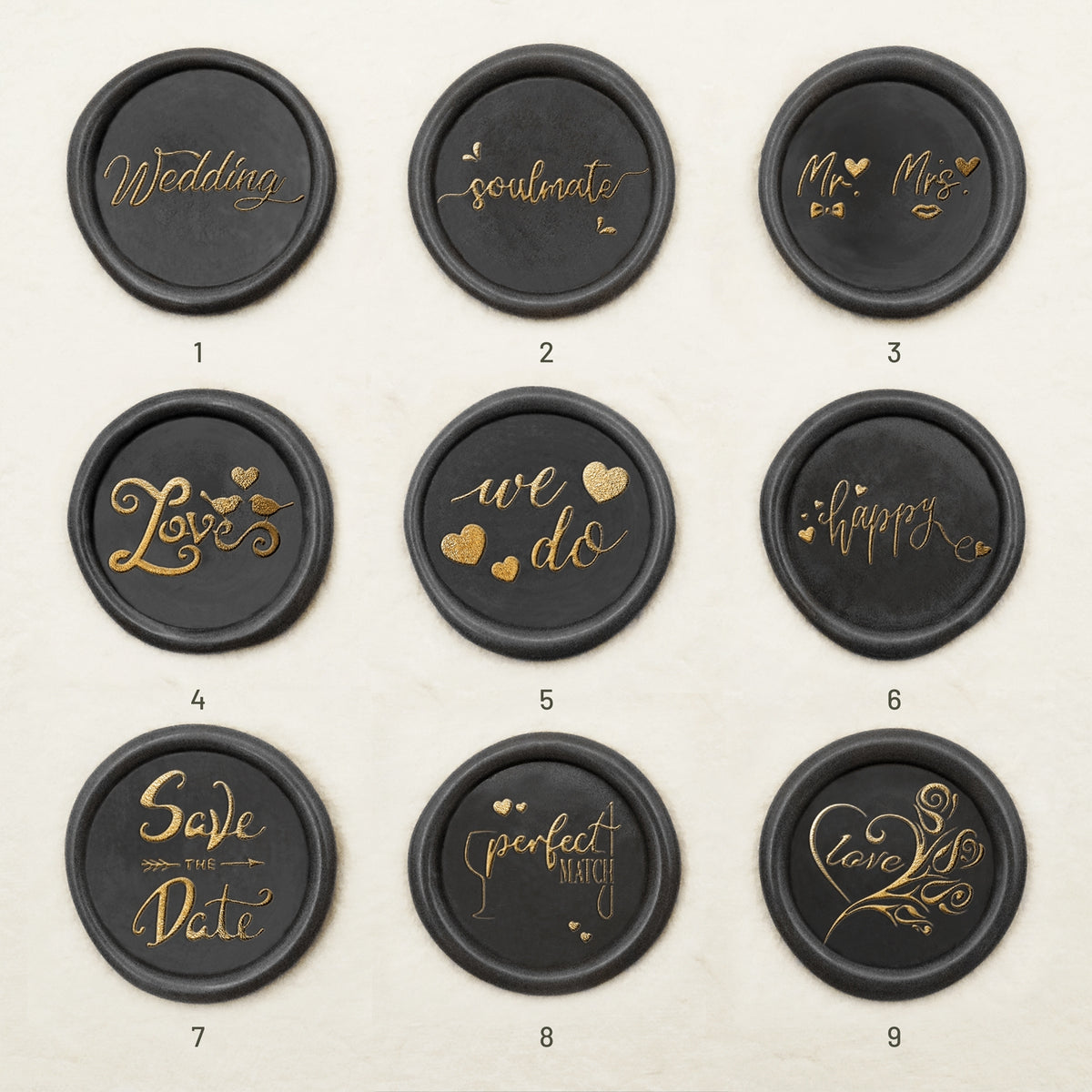 Sello de Lacre para Invitaciones y Anuncios de Boda (27 Diseños)-sku1